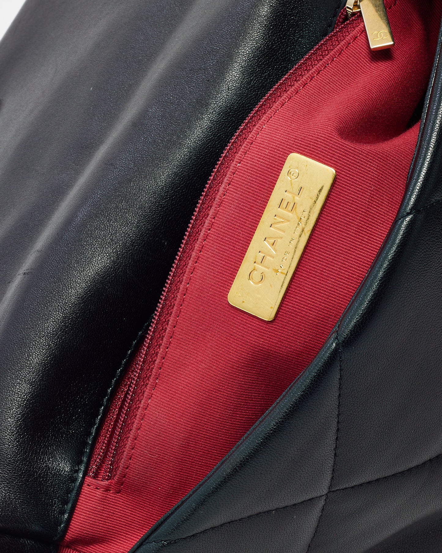 Chanel Black Quilted Lambskin Leather Small 19 SHW Bag