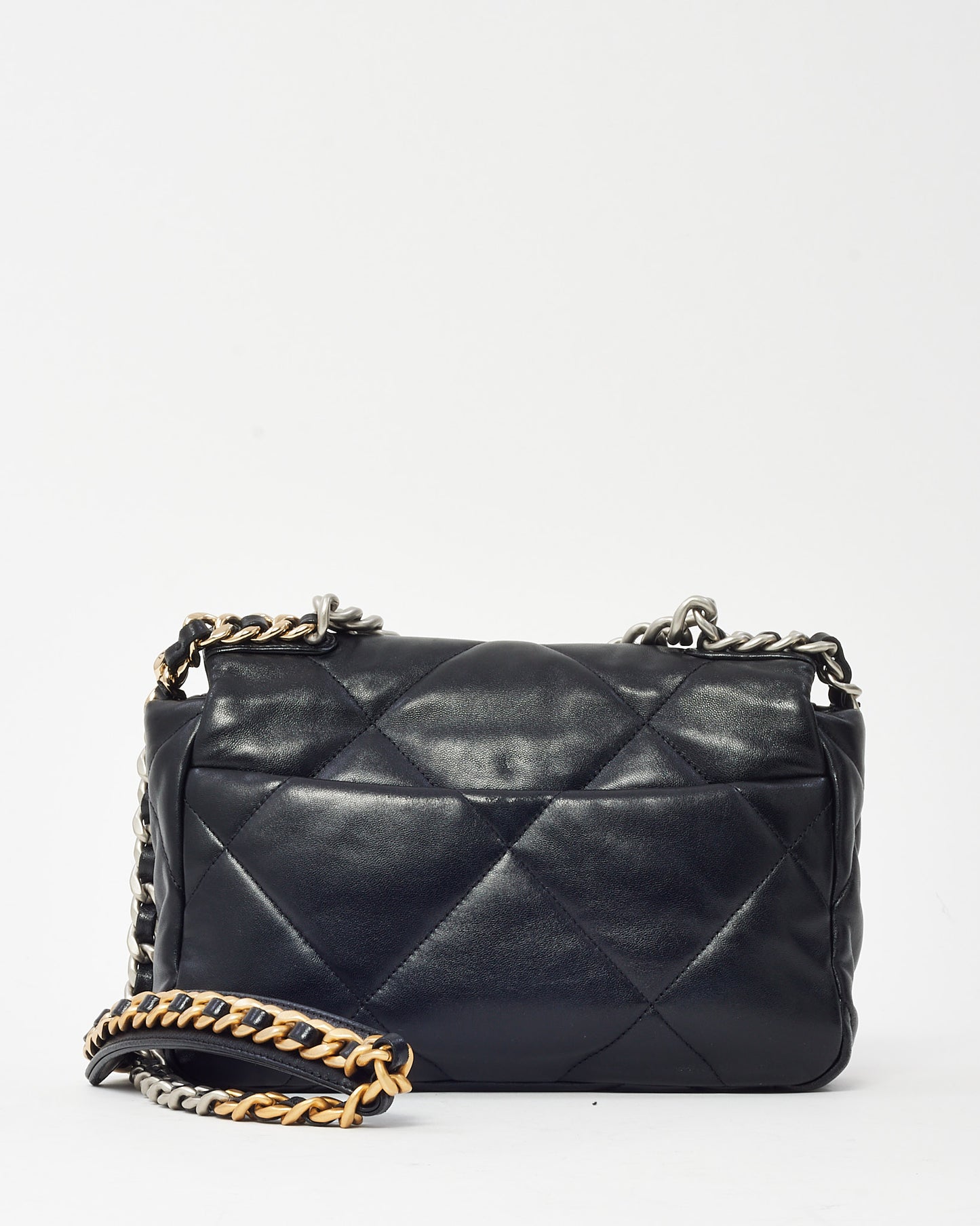 Chanel Black Quilted Lambskin Leather Small 19 SHW Bag