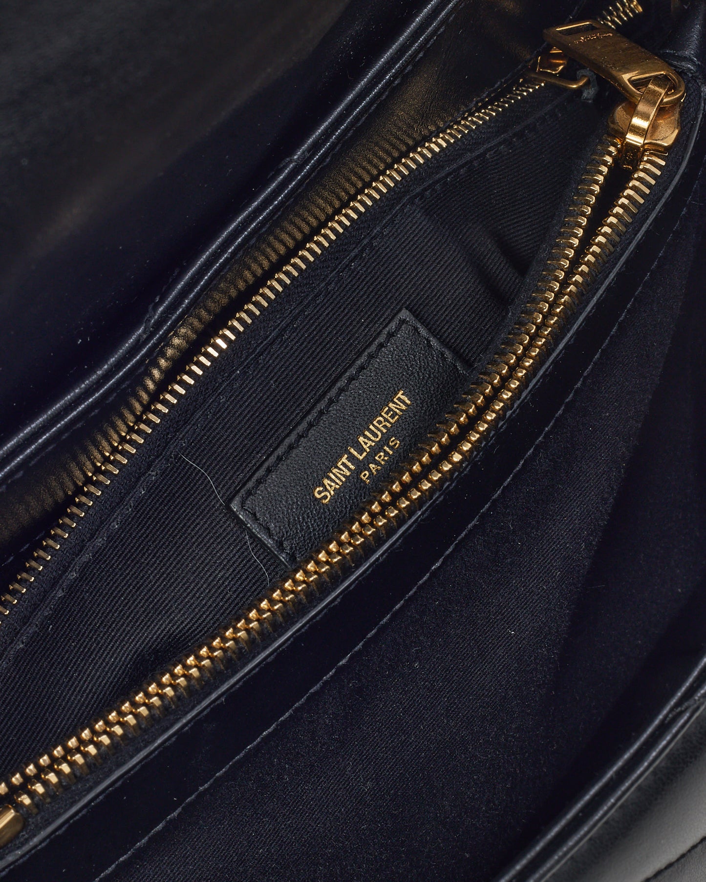 Saint Laurent Black Chevron Leather Medium Loulou Shoulder Bag GHW