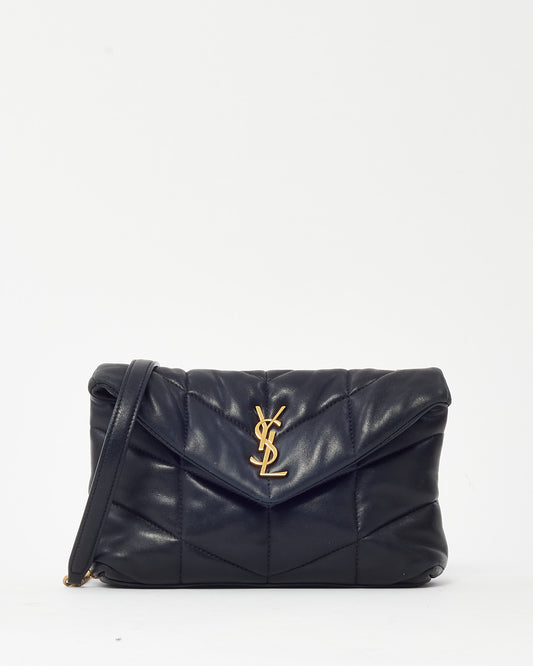 Saint Laurent Black Lambskin Leather Toy Puffer Shoulder Bag GHW