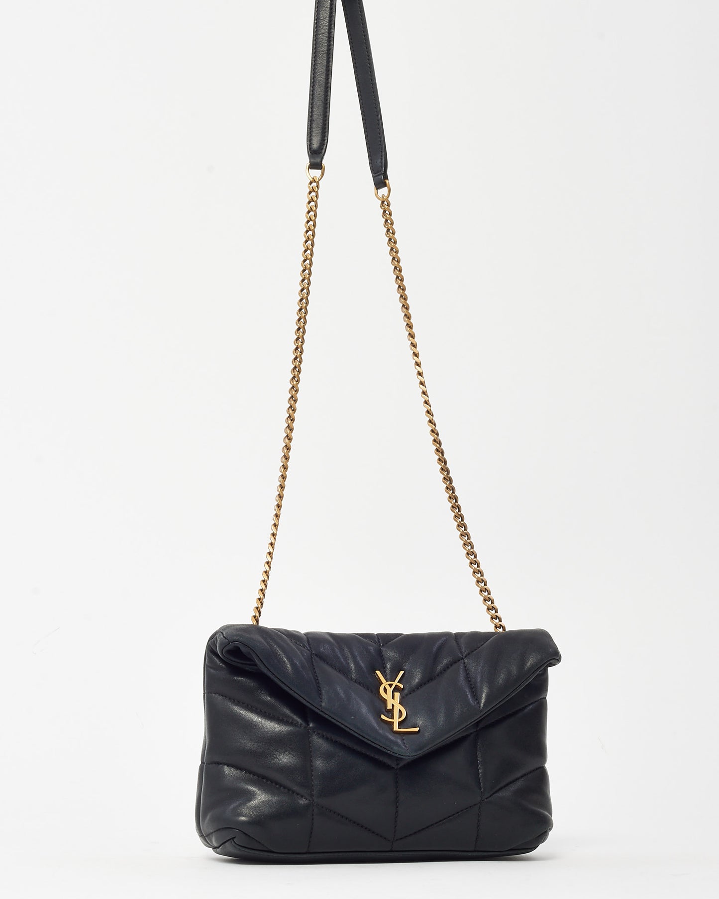 Saint Laurent Black Lambskin Leather Toy Puffer Shoulder Bag GHW