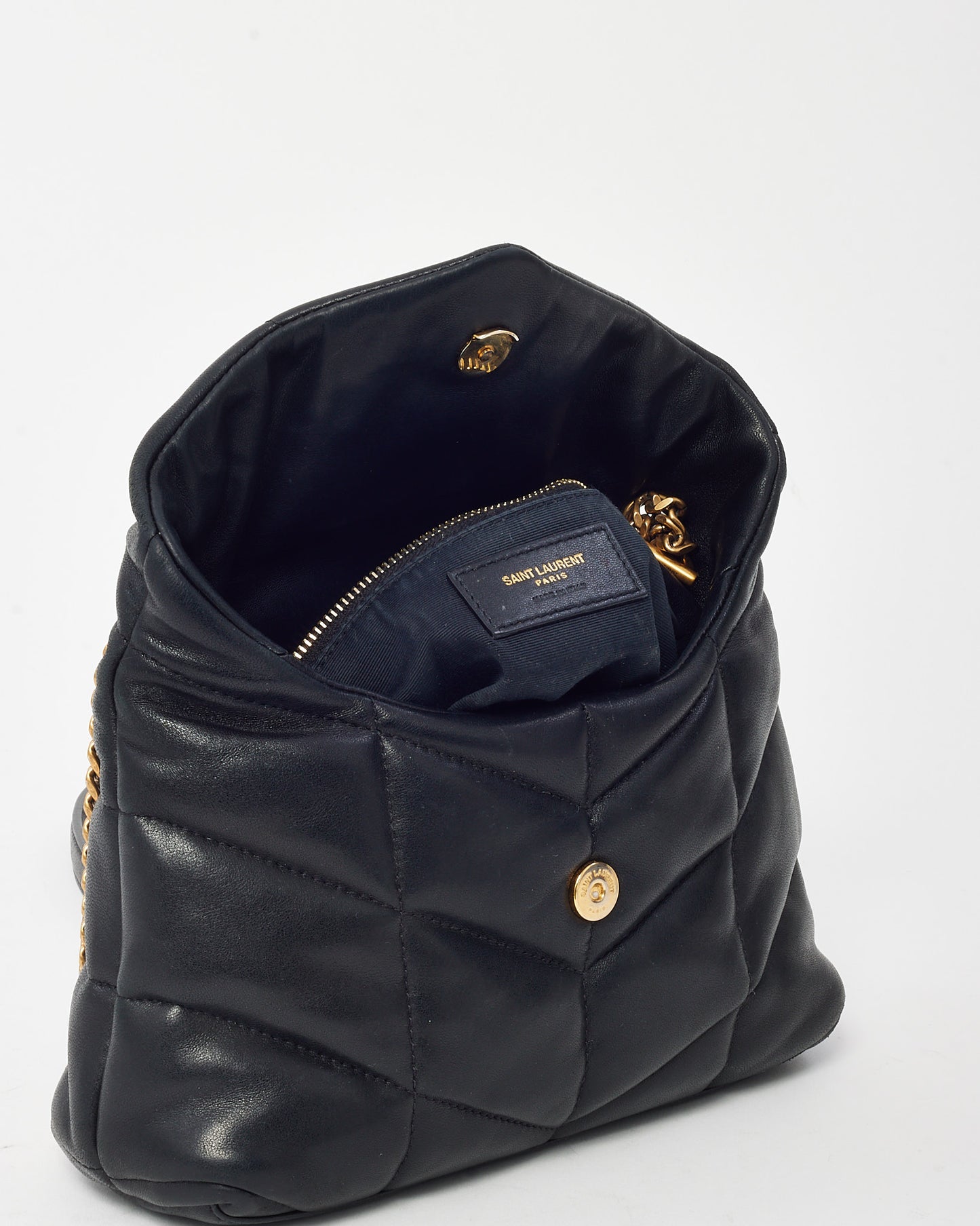 Saint Laurent Black Lambskin Leather Toy Puffer Shoulder Bag GHW