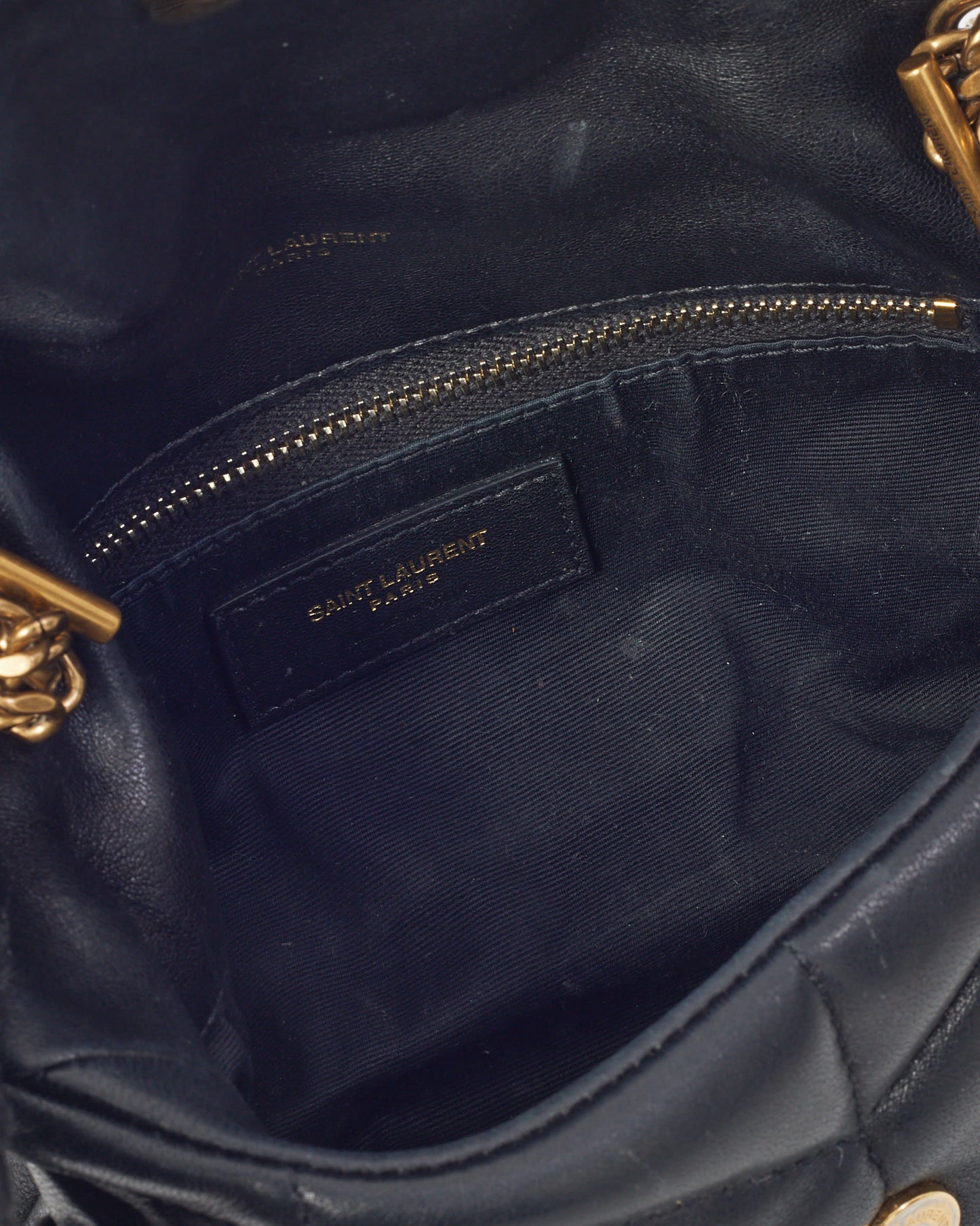 Saint Laurent Black Lambskin Leather Toy Puffer Shoulder Bag GHW