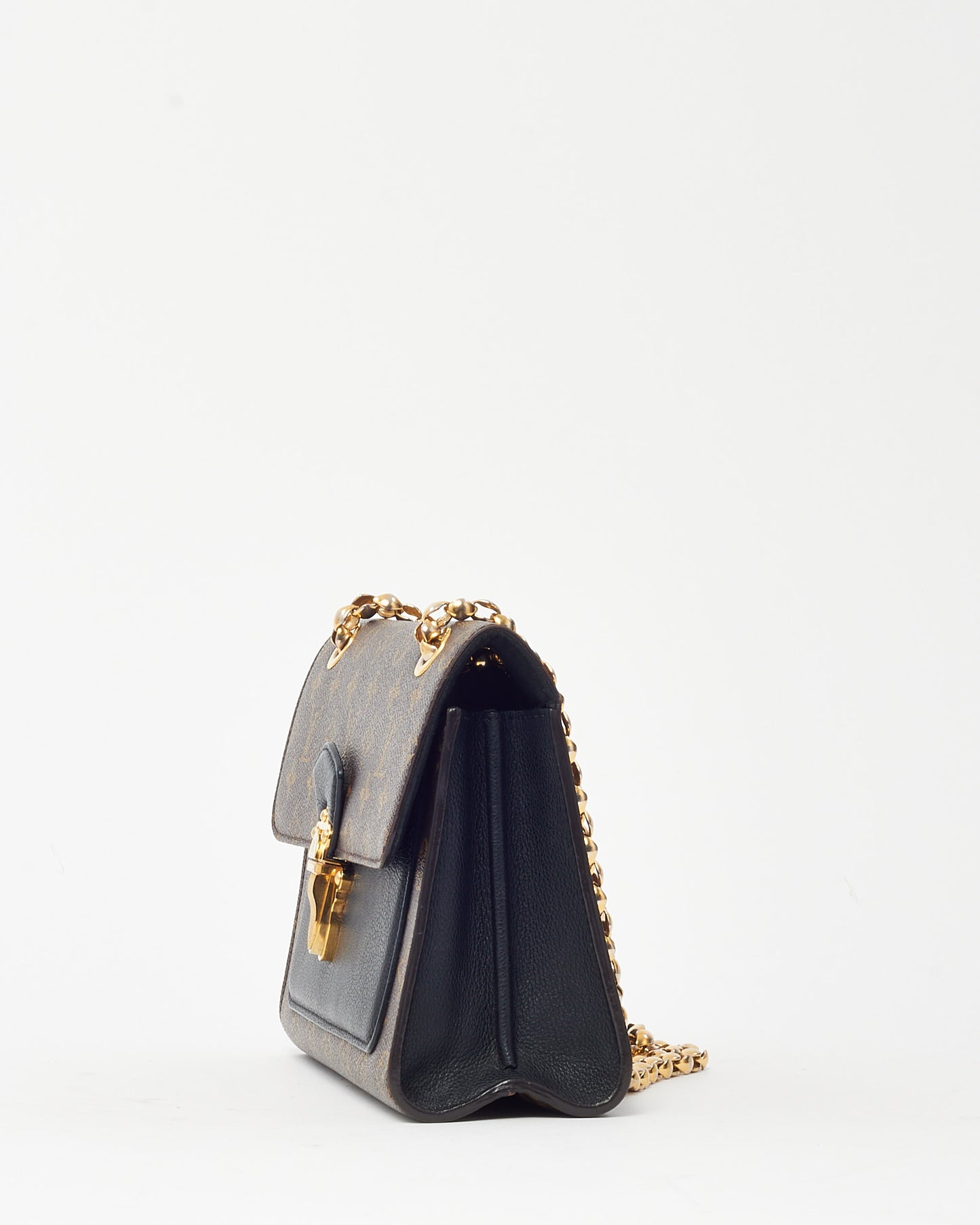 Louis Vuitton Black and Monogram Canvas Victoire Chain Shoulder Bag