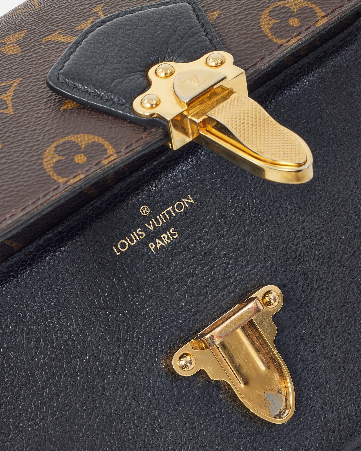 Louis Vuitton Black and Monogram Canvas Victoire Chain Shoulder Bag