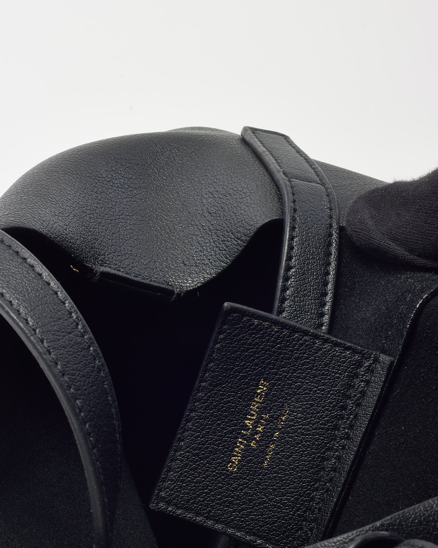 Saint Laurent Black Leather Toy N/S Shopping Tote with Strap