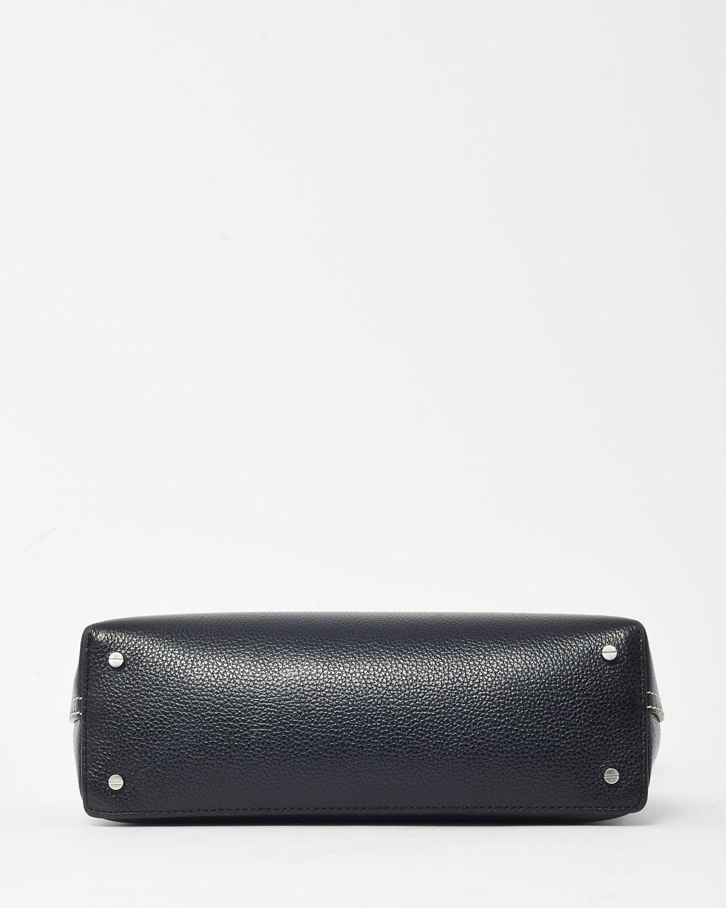 Totême Black Leather and White Stitching T-Lock Clutch Bag w/ Strap