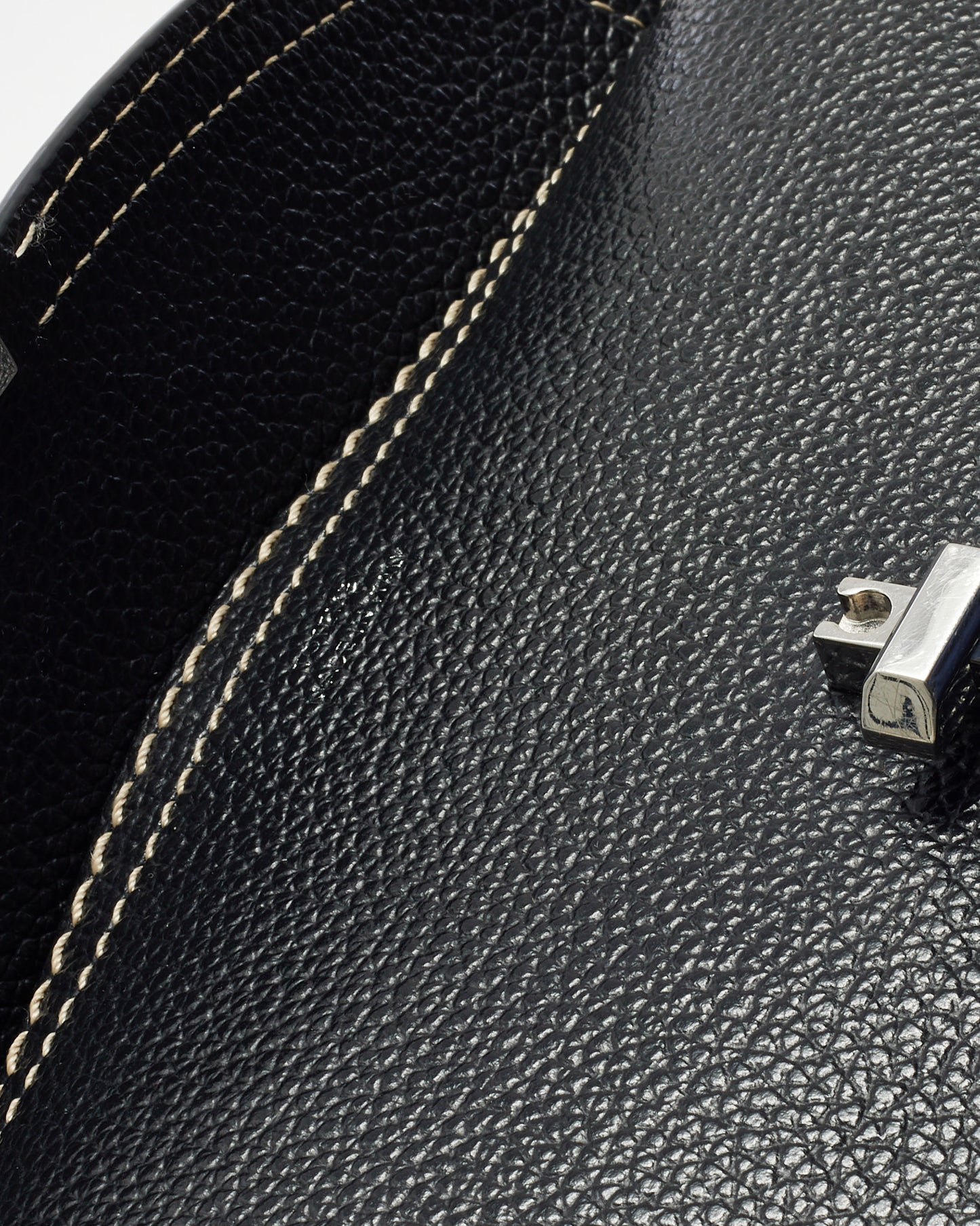 Totême Black Leather and White Stitching T-Lock Clutch Bag w/ Strap