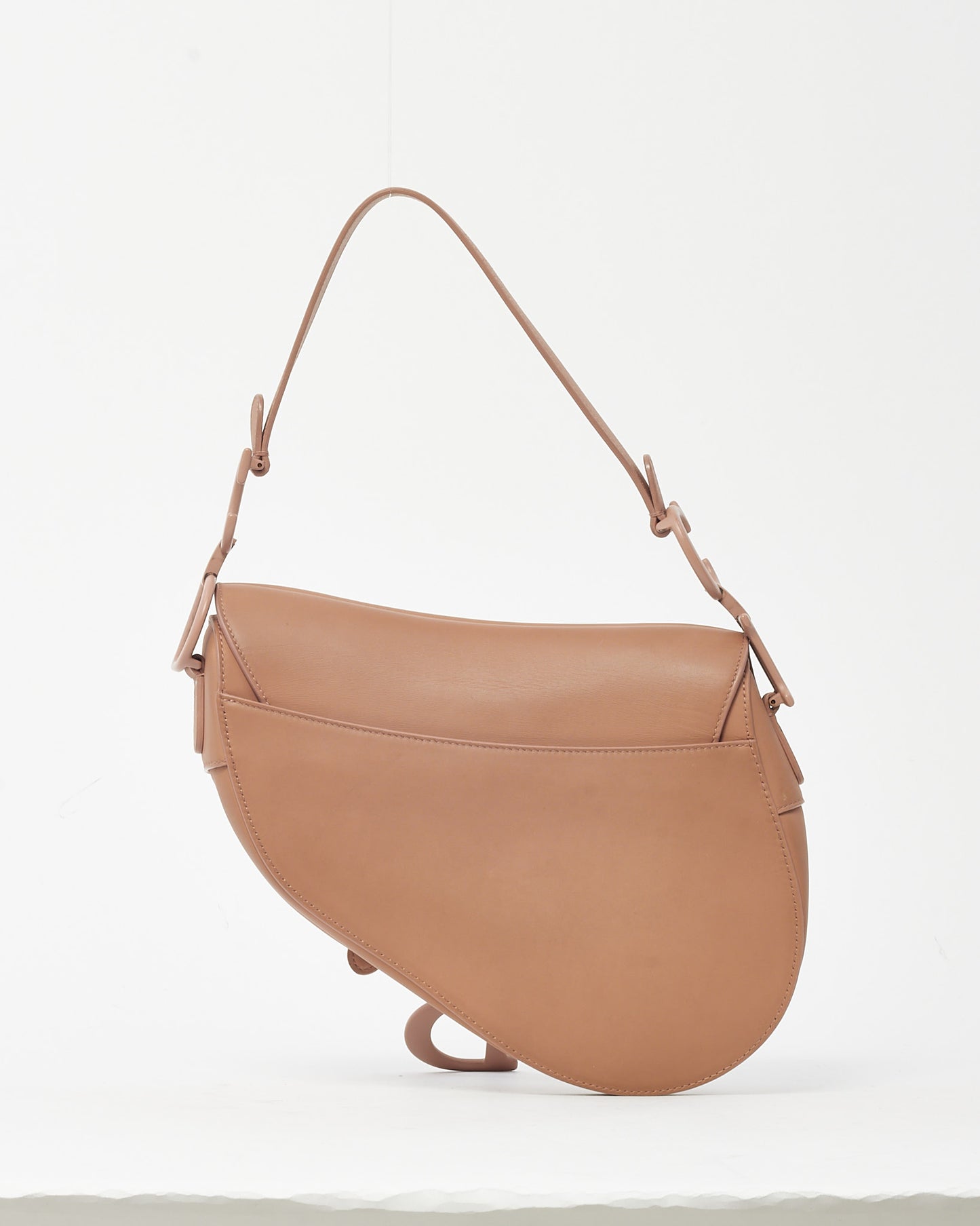 Dior Beige Ultramatte Calfskin Leather Saddle Bag with Black Christian Dior Paris Embroidery Strao