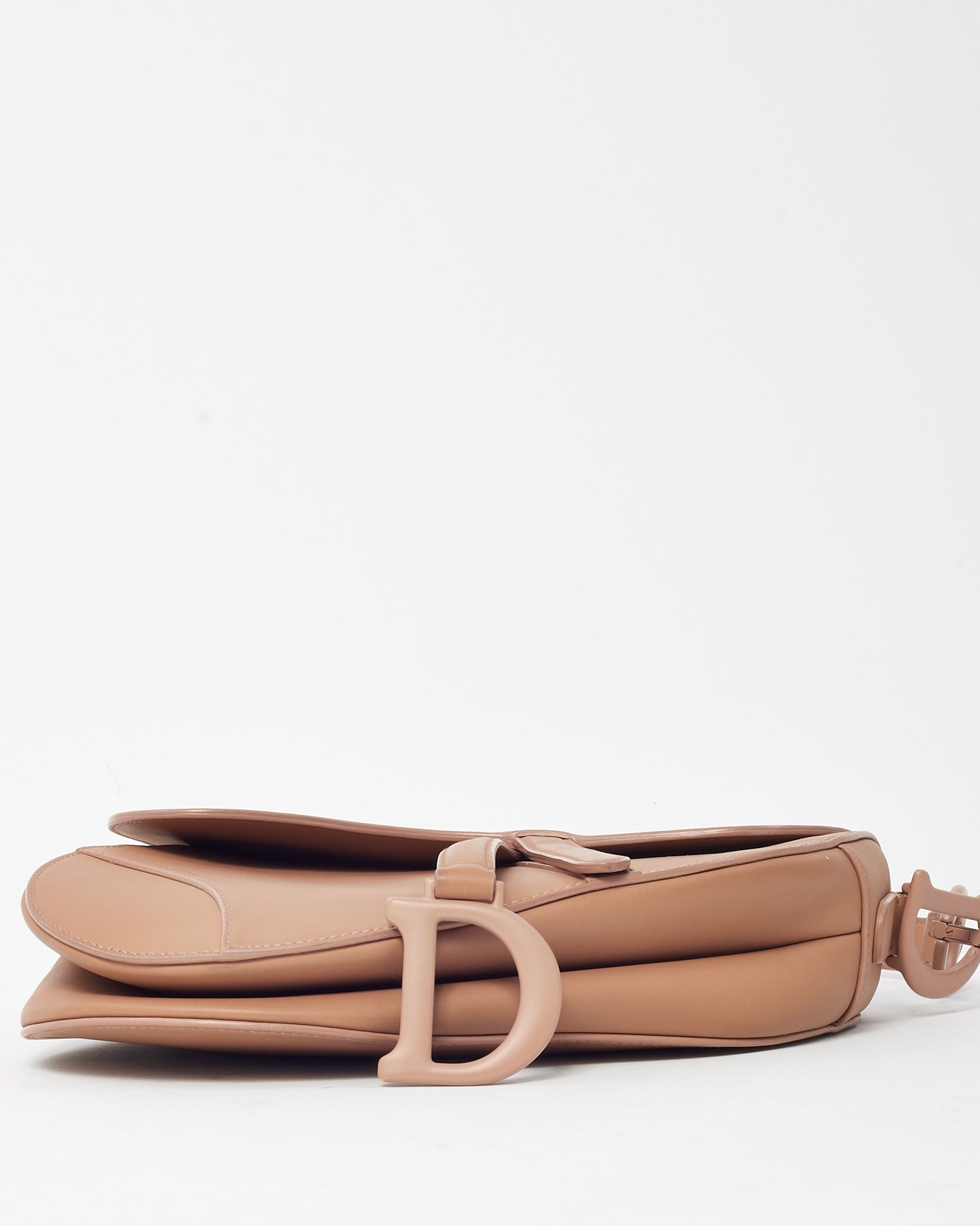 Dior Beige Ultramatte Calfskin Leather Saddle Bag with Black Christian Dior Paris Embroidery Strao