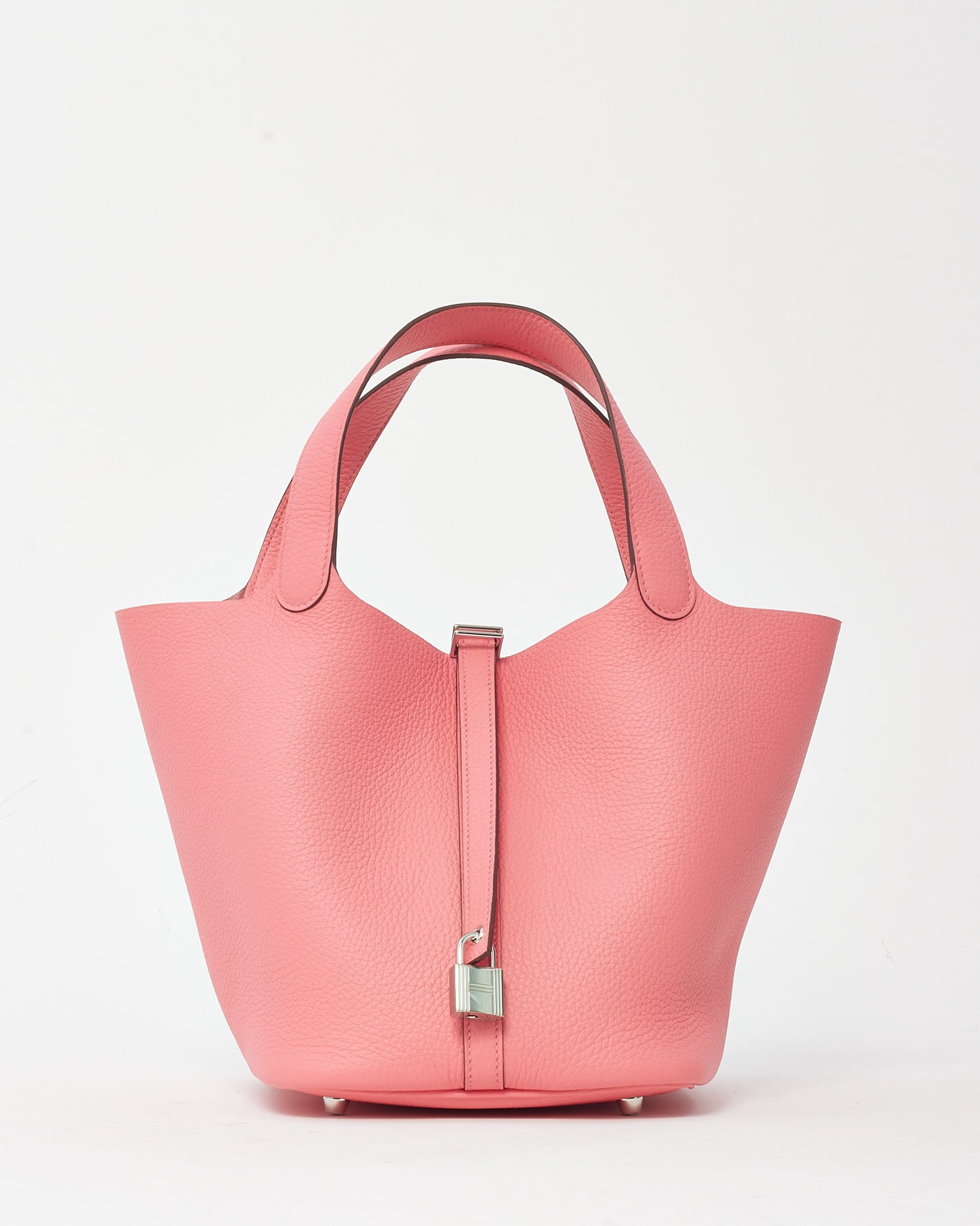 Hermès Pink Rose Azalee Clemence Leather Picotin 22 PHW