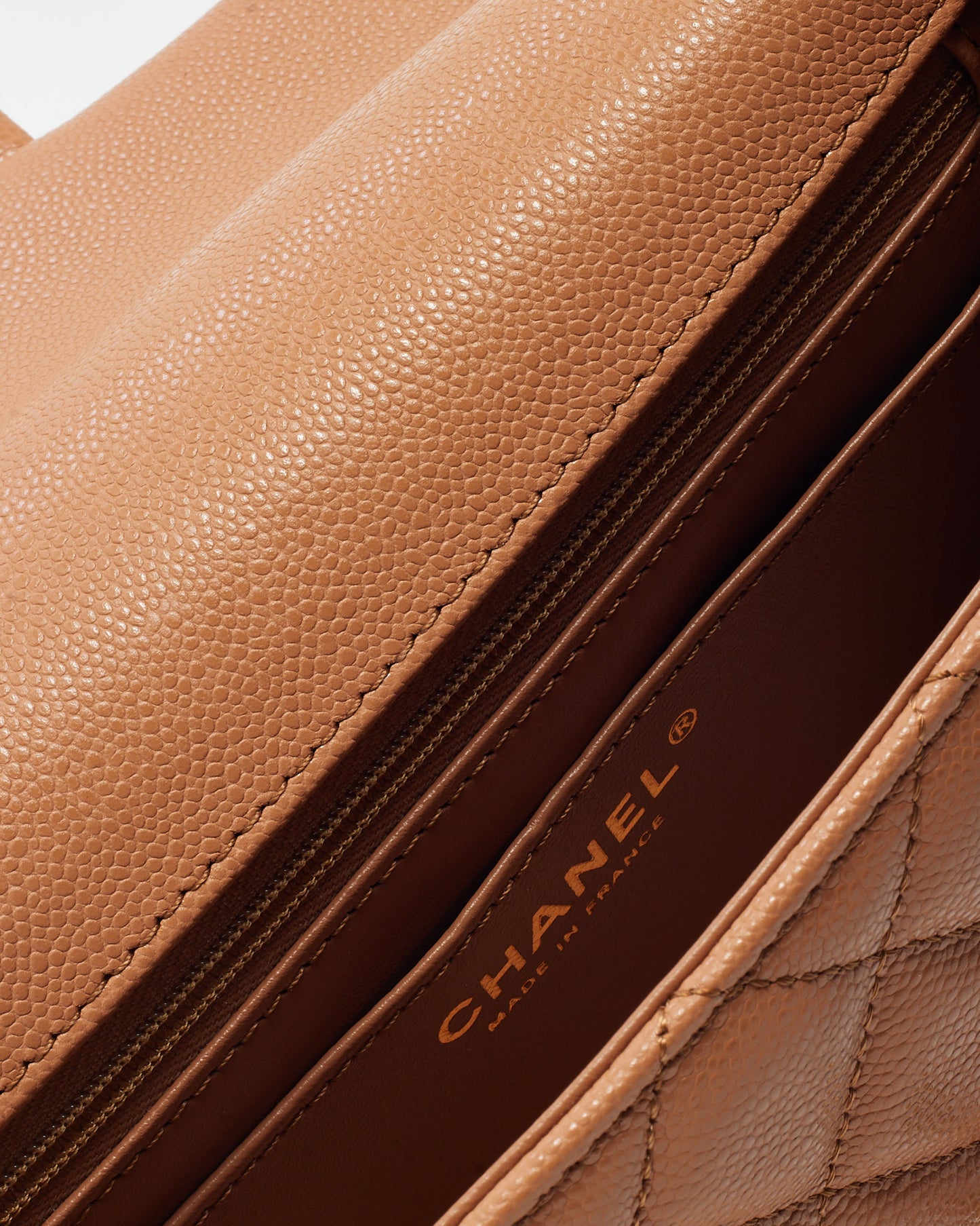 Chanel Camel Beige Caviar Shiny Calfskin Leather Mini Rectangular Flap Bag with Top Handle GHW