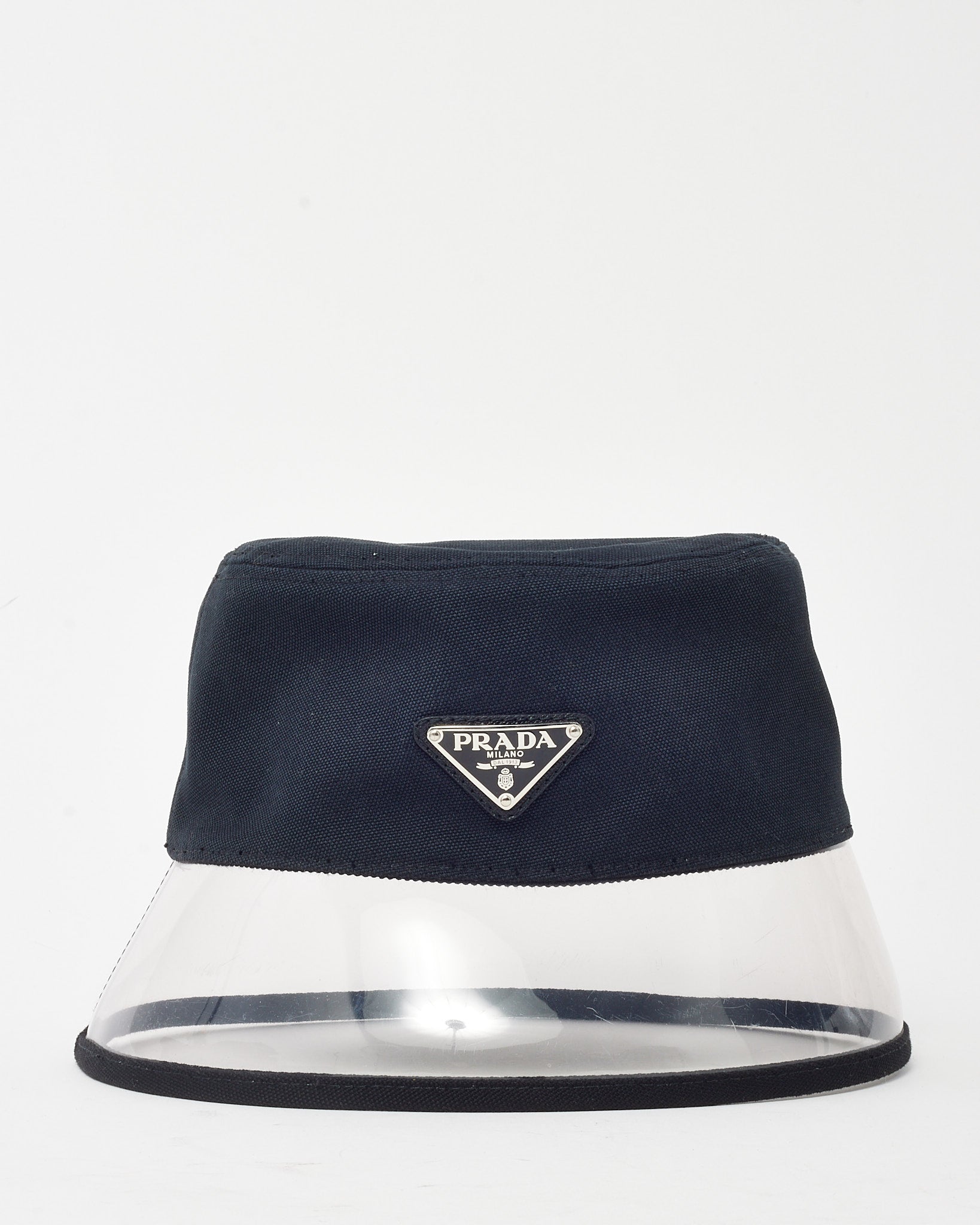 Buy Prada Black Nylon and PVC Logo Bucket Hat - S - Authenticated