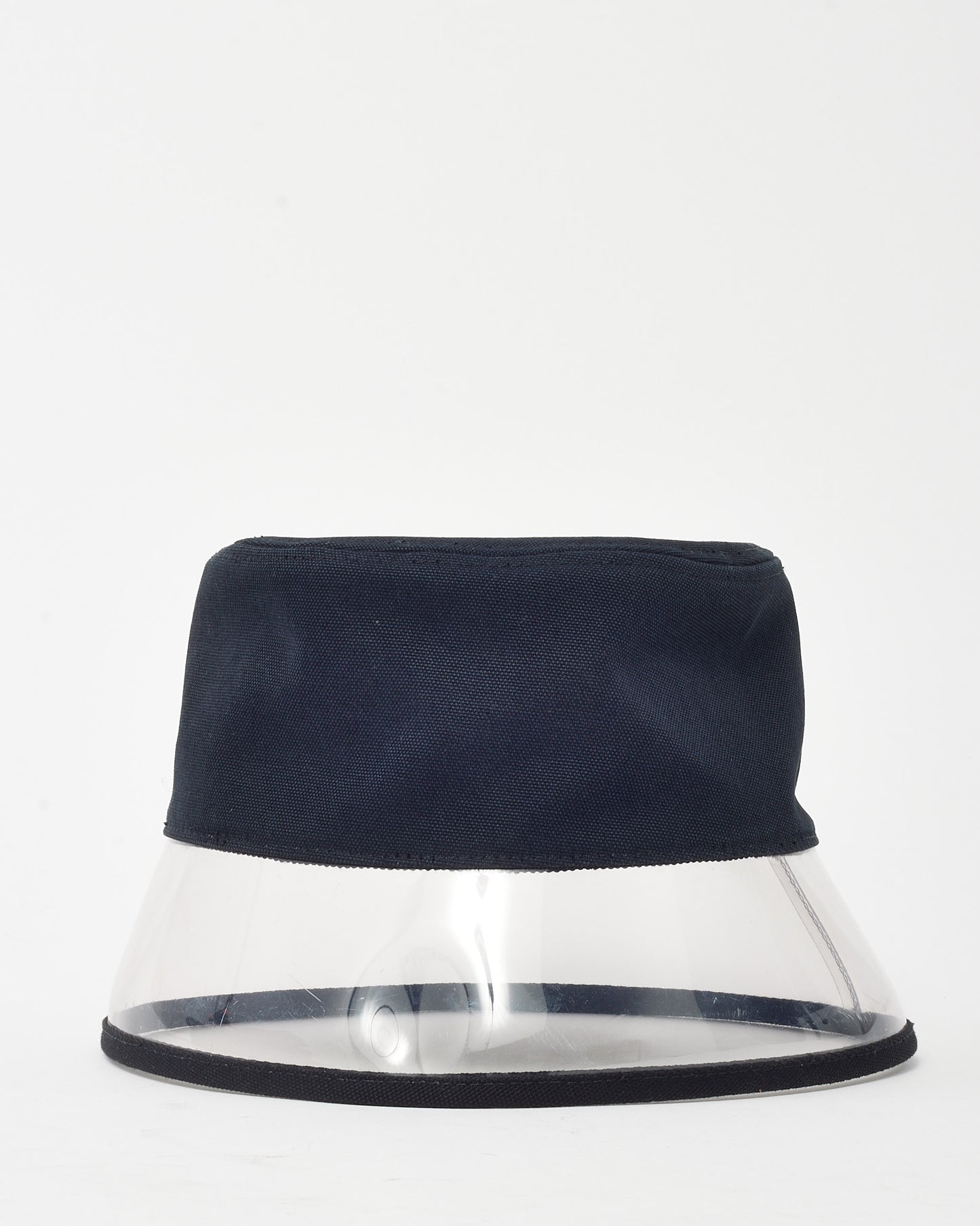Prada Black Nylon and PVC Logo Bucket Hat - S