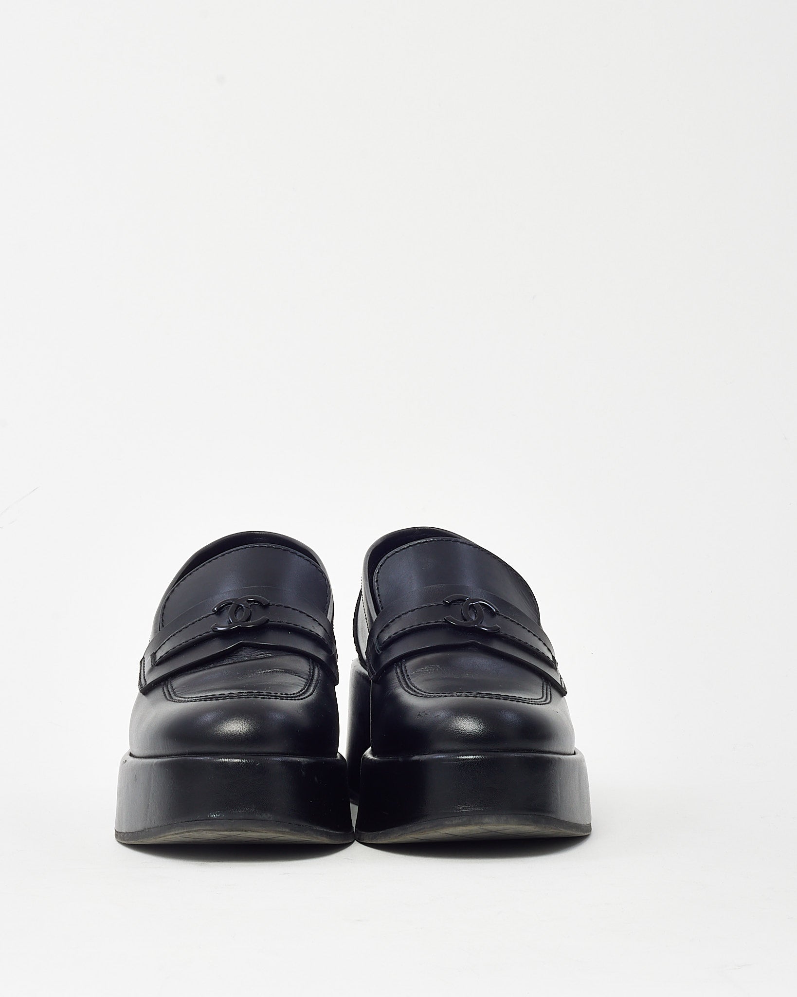 Buy Chanel Black Calfskin Leather Black CC Coco Mark Platform