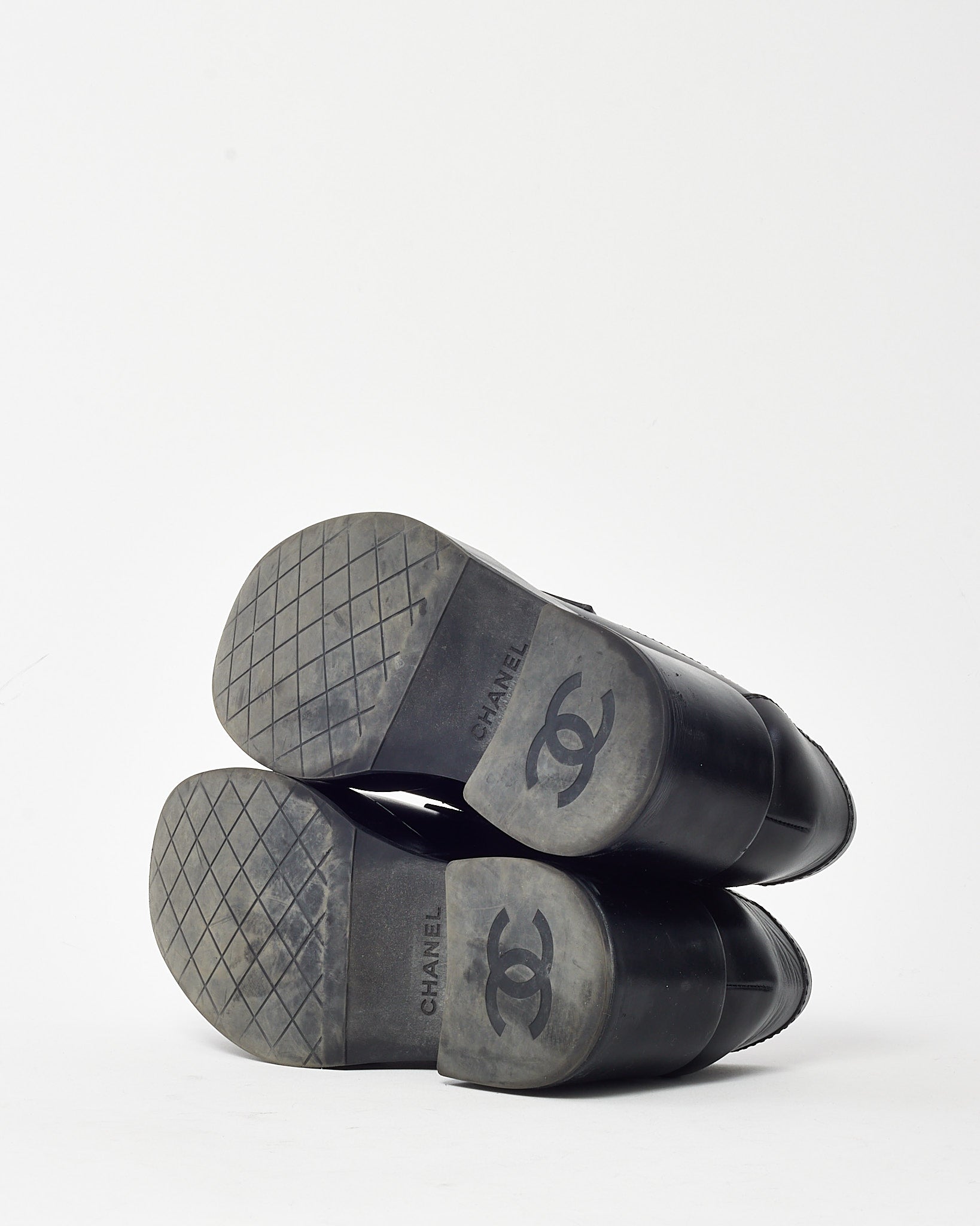 Buy Chanel Black Calfskin Leather Black CC Coco Mark Platform