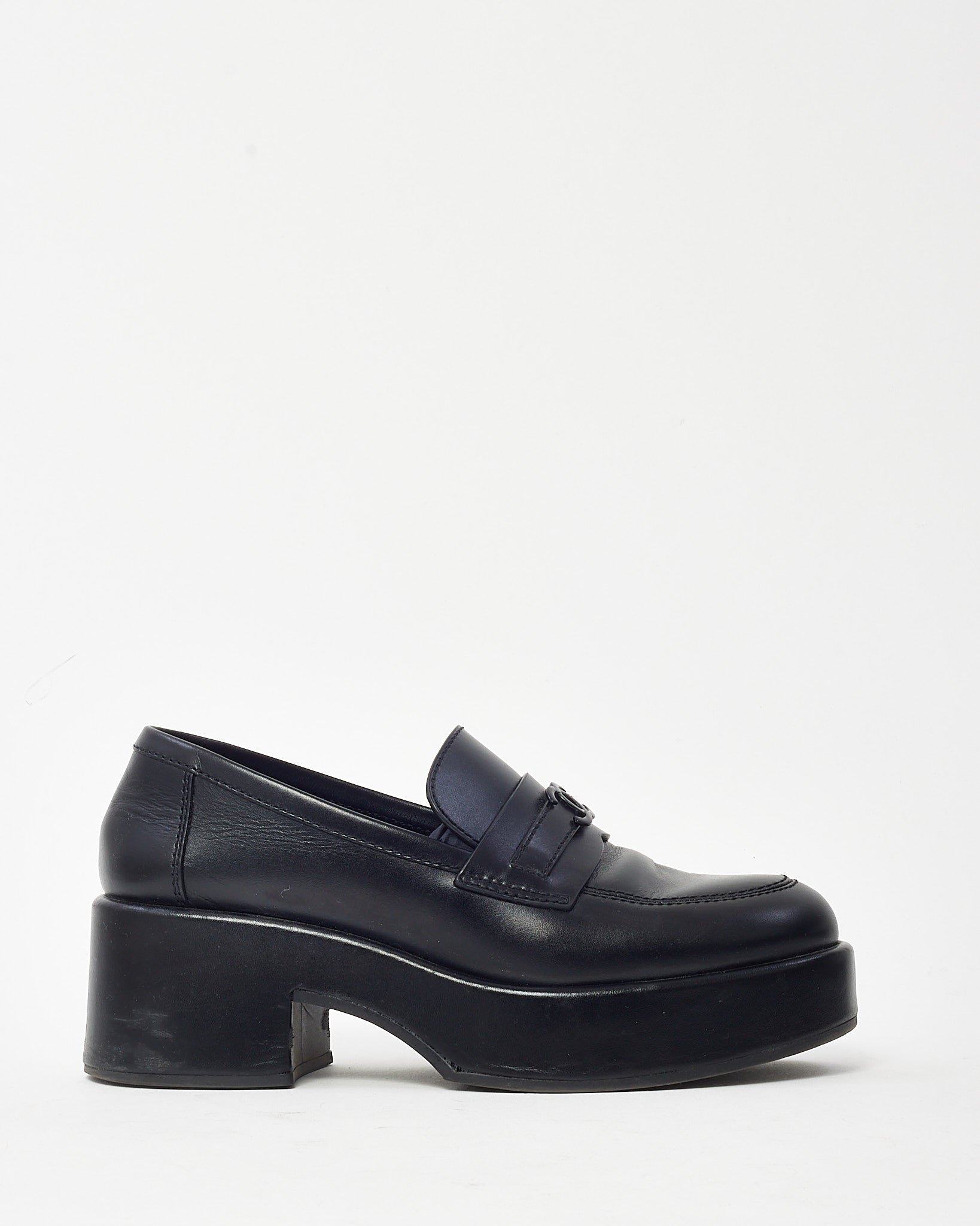 Buy Chanel Black Calfskin Leather Black CC Coco Mark Platform