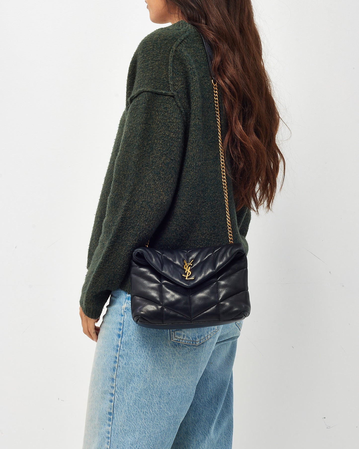 Saint Laurent Black Lambskin Leather Toy Puffer Shoulder Bag GHW