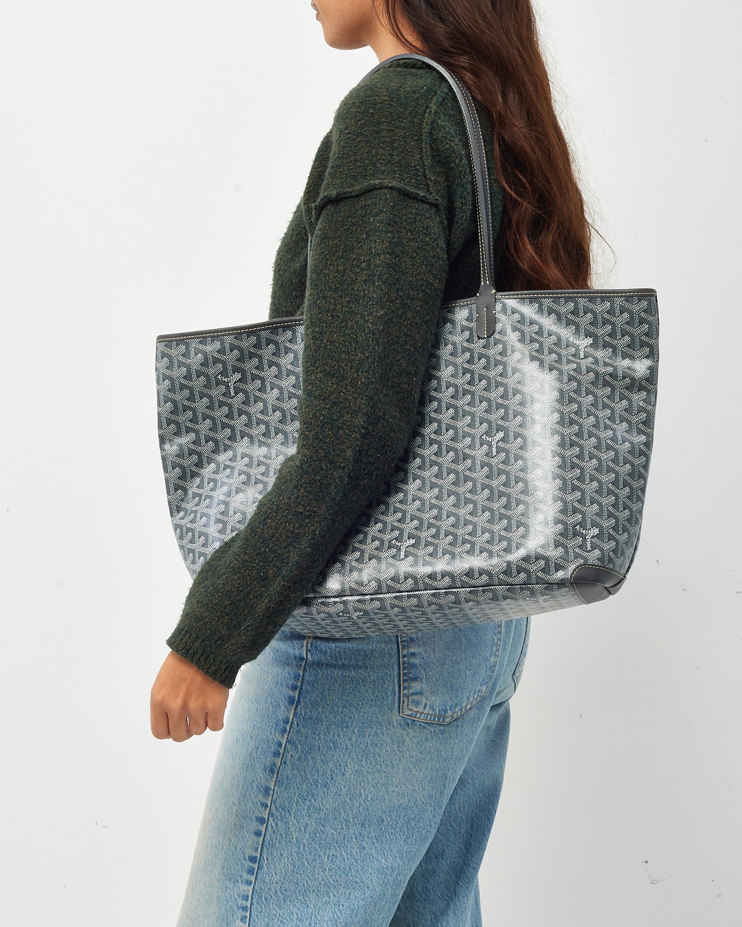 Goyard Grey Goyardine Coated Canvas Artois PM Tote Bag