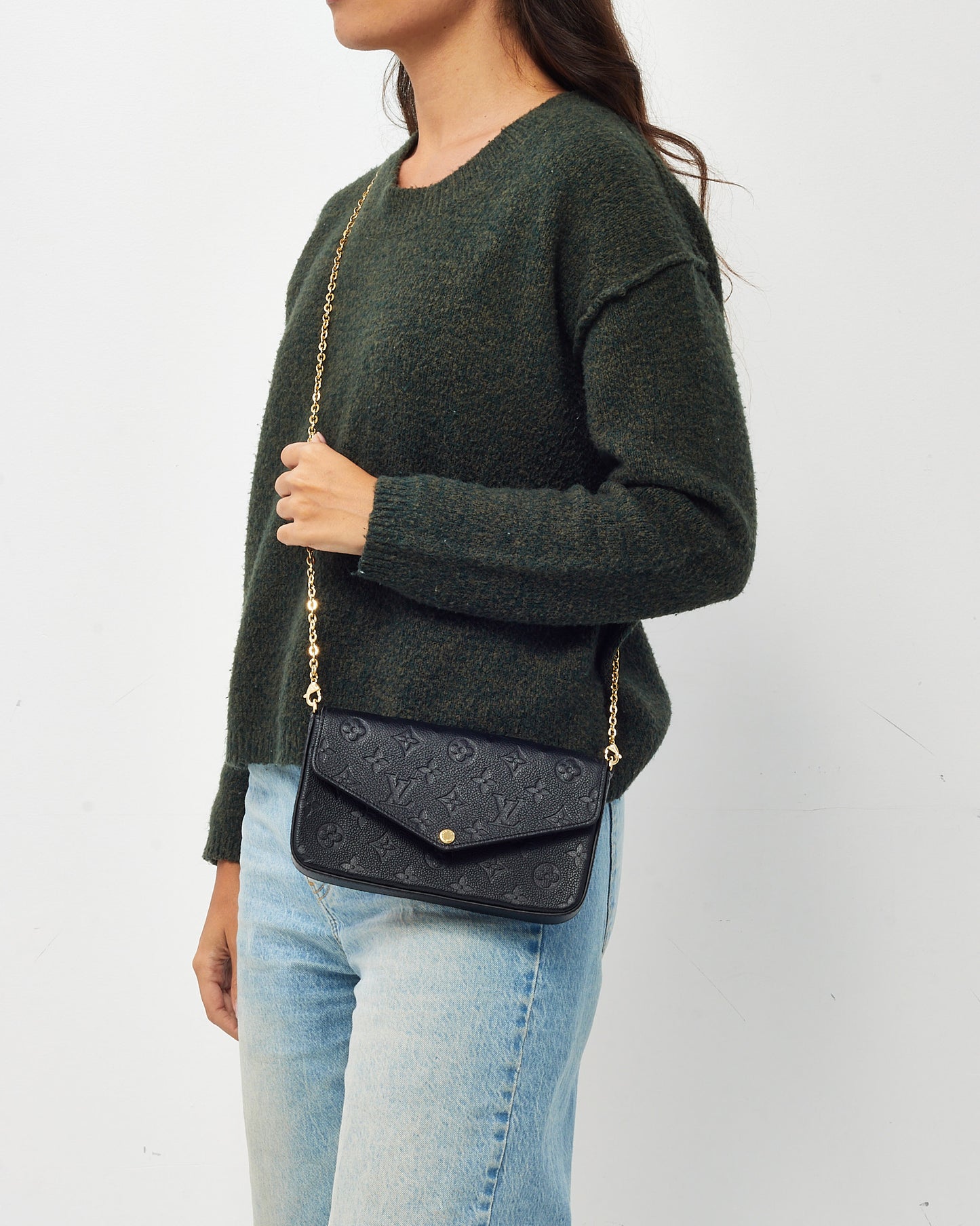 Louis Vuitton Black Monogram Empreinte Leather Felicie Pochette Bag