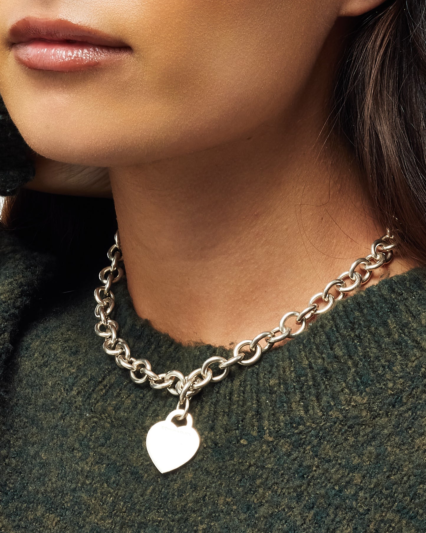 Tiffany & Co. Sterling Silver Plain Heart Tag Necklace