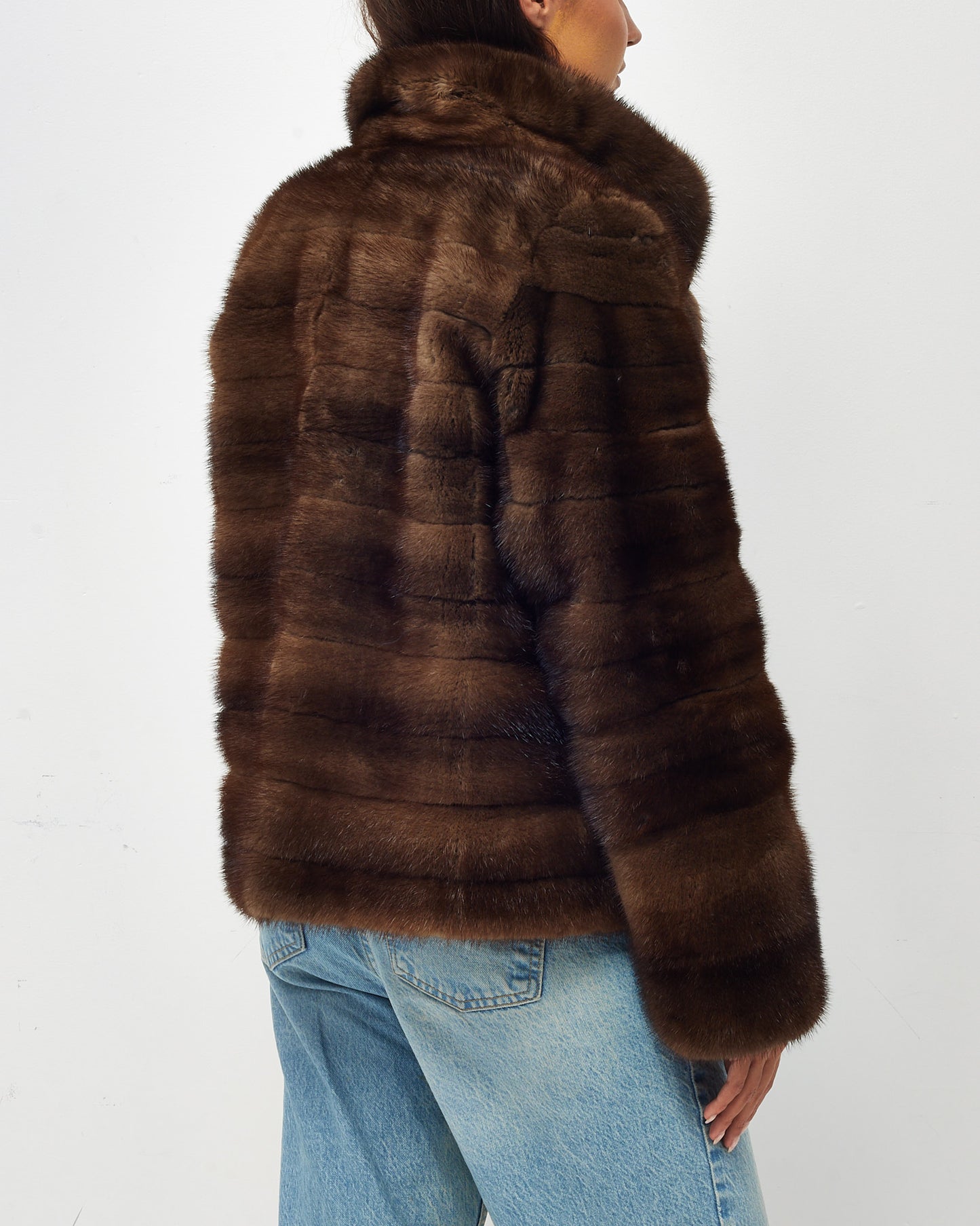 Luna Fur Brown Mink Short Fur Coat - M