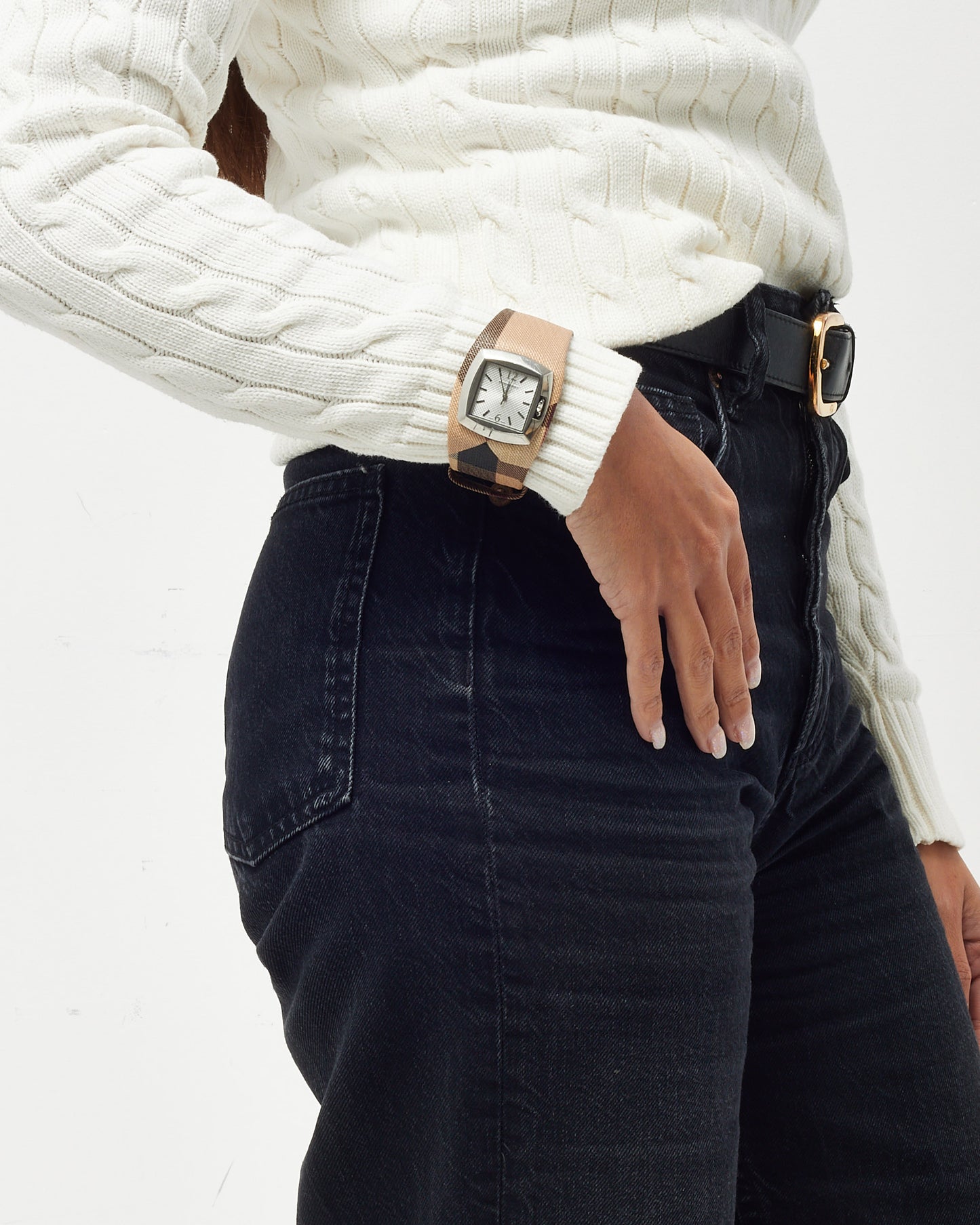 Burberry Stainless Steel and Leather Heritage Check Canvas BU4050 34mm Watch