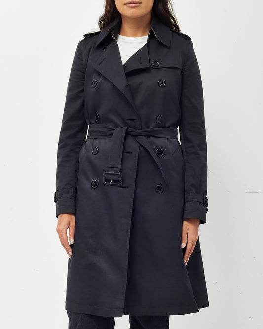 Burberry Brit Black Mid-Length Belted Trench Coat - US 2