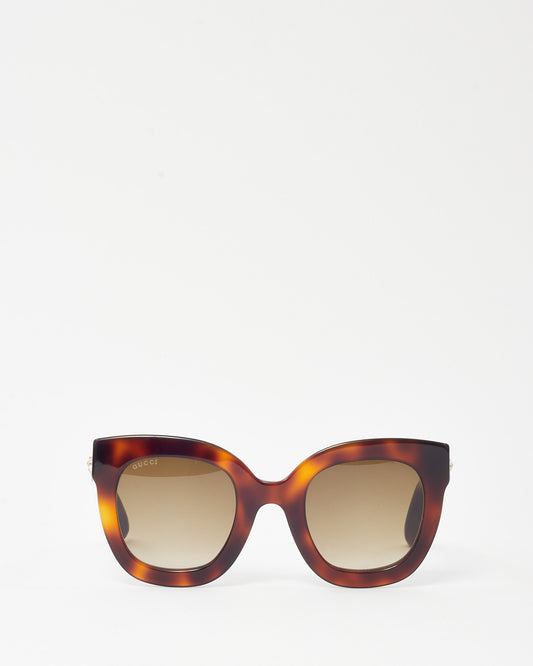 Gucci Brown Tortoise GG0208S Oversize Cat Eye Sunglasses