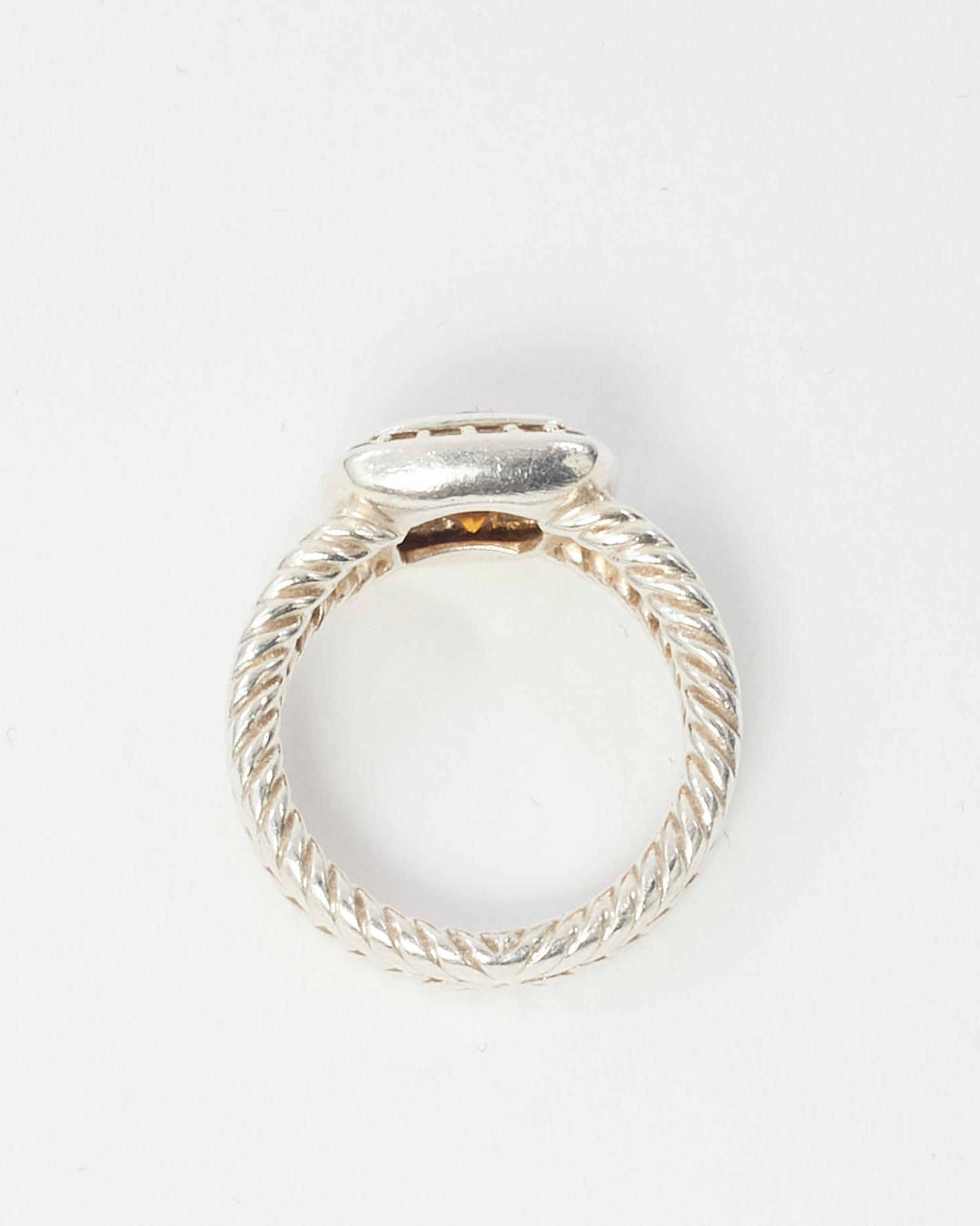 David Yurman Sterling Silver Citrine and Diamond Petite Albion Ring - Size 5