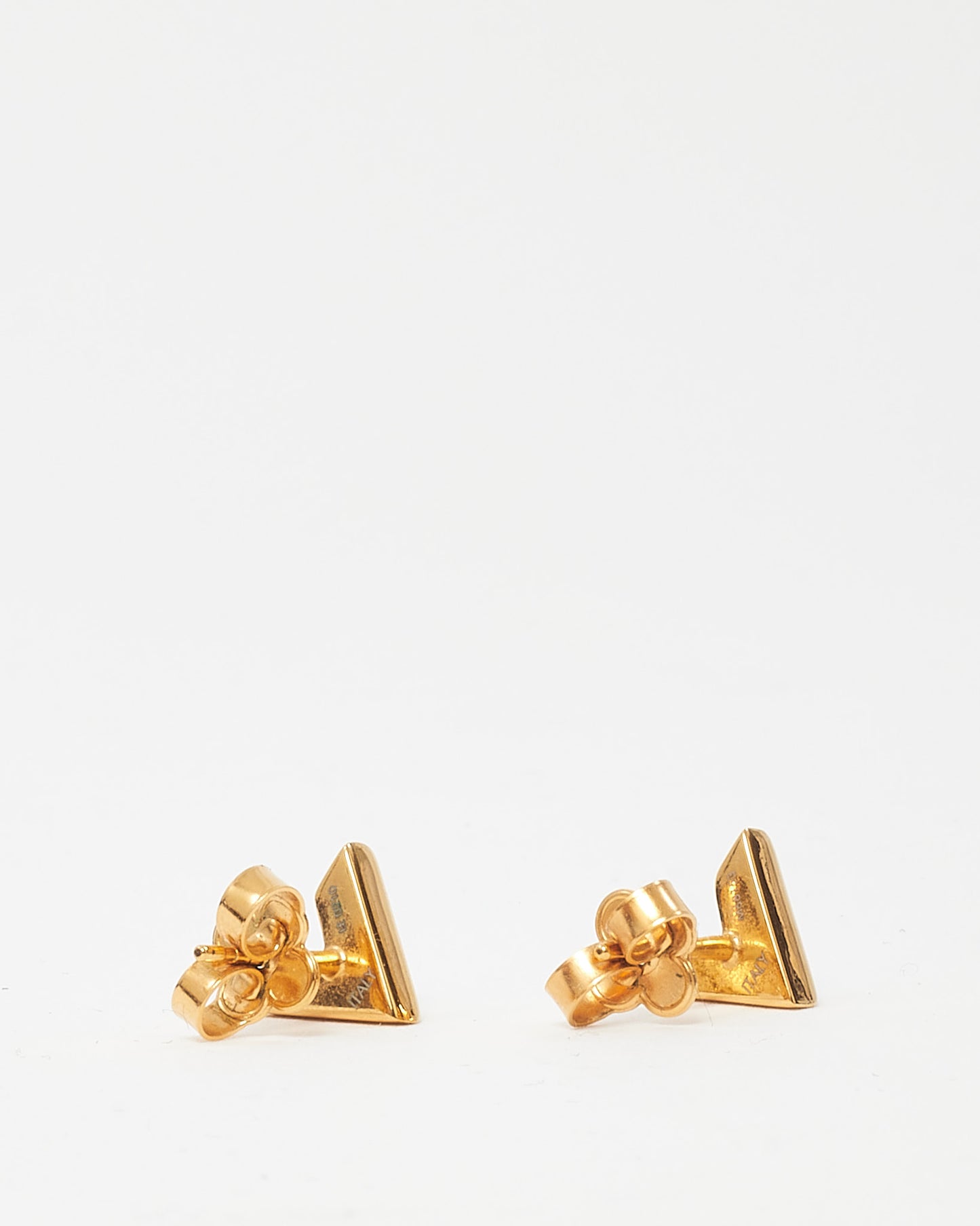 Louis Vuitton Gold Brass Essential V Stud Earrings