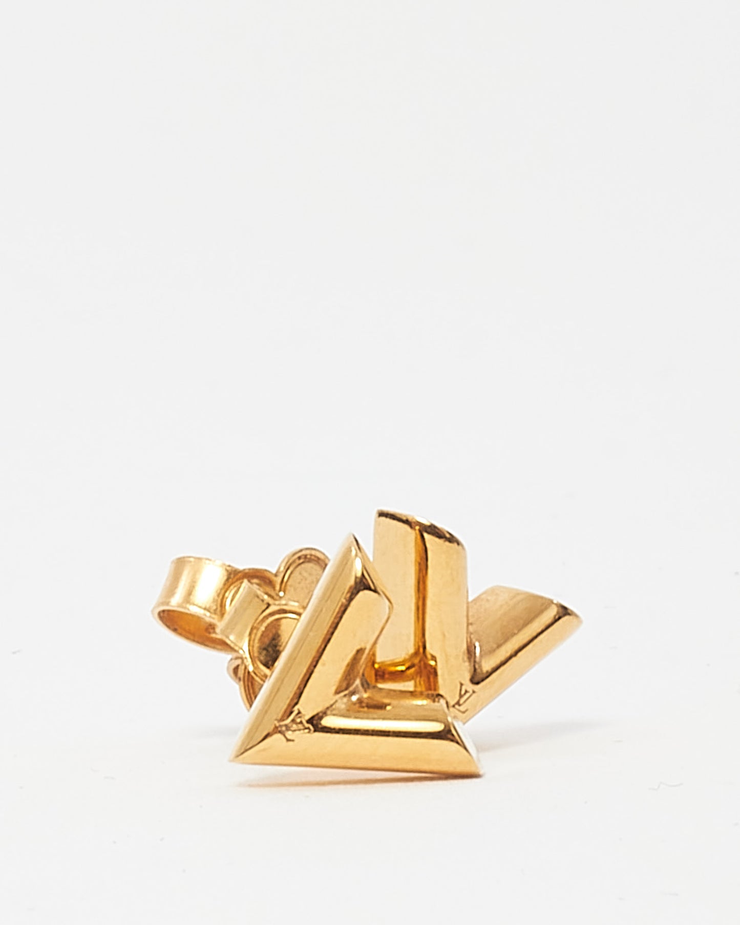 Louis Vuitton Gold Brass Essential V Stud Earrings