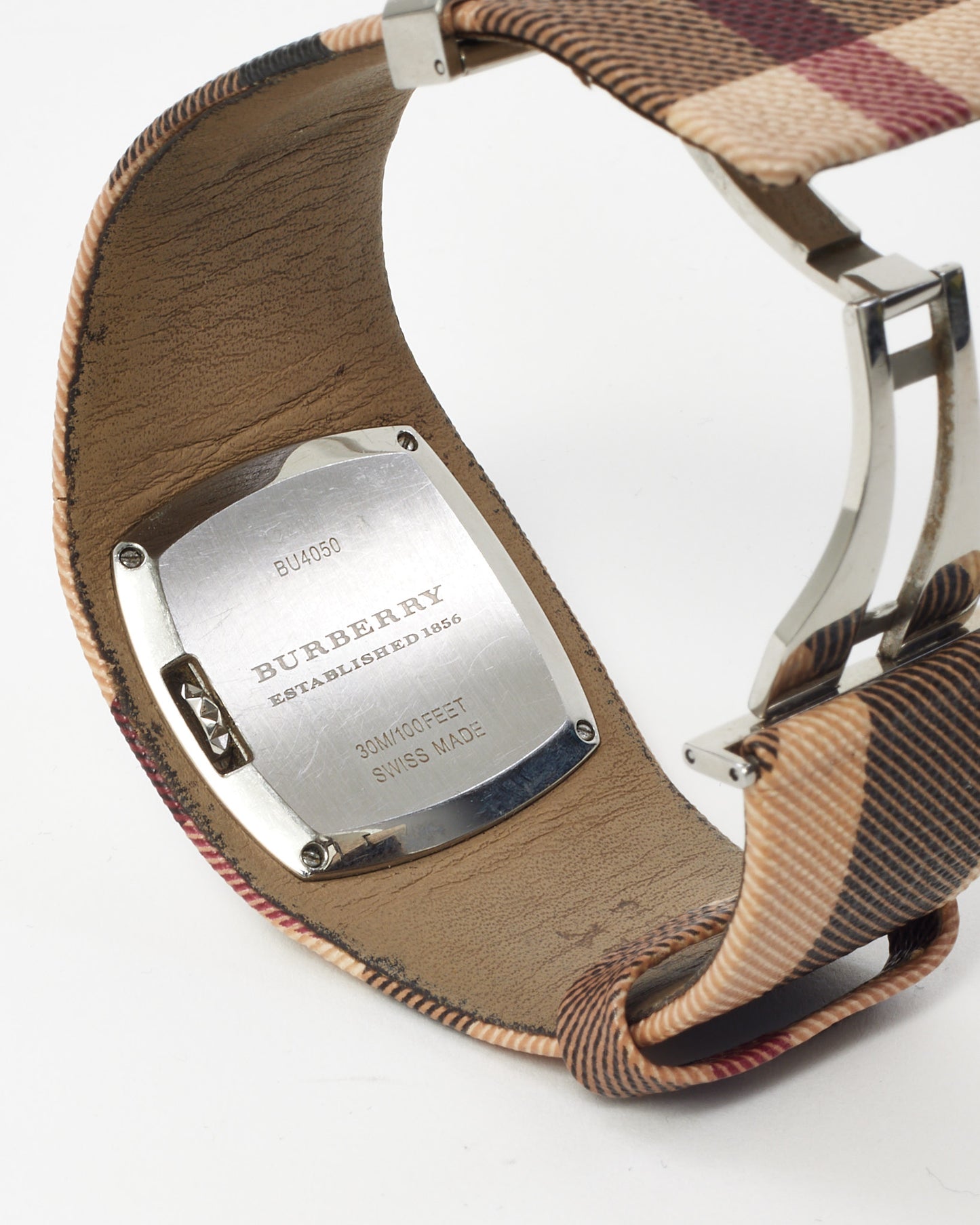 Burberry Stainless Steel and Leather Heritage Check Canvas BU4050 34mm Watch