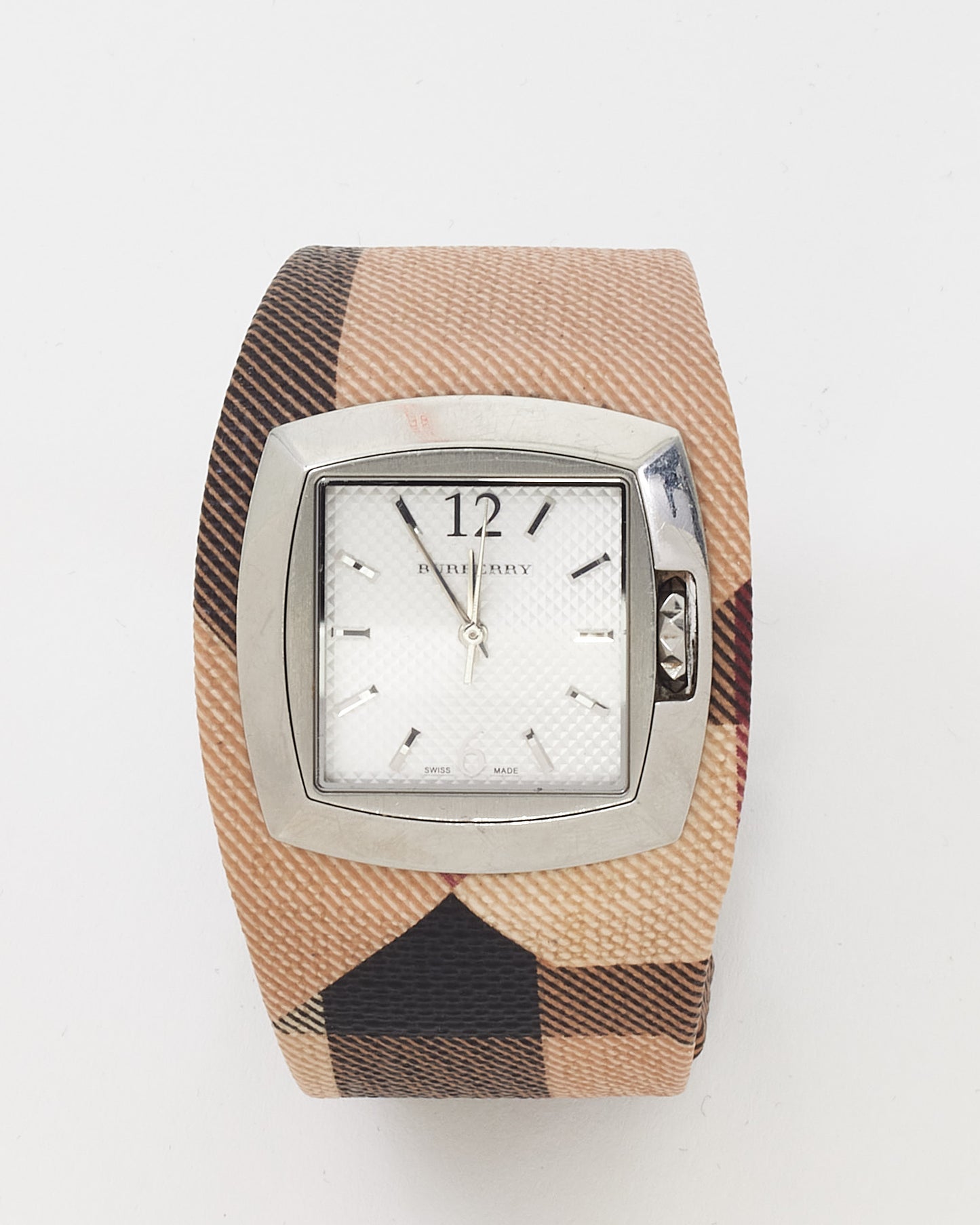 Burberry Stainless Steel and Leather Heritage Check Canvas BU4050 34mm Watch