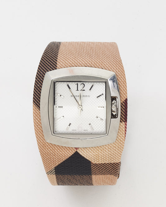 Burberry Stainless Steel and Leather Heritage Check Canvas BU4050 34mm Watch