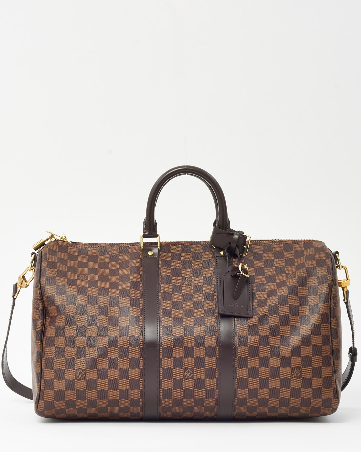 Louis Vuitton Damier Ebene Coated Canvas Keepall Bandoulière 45