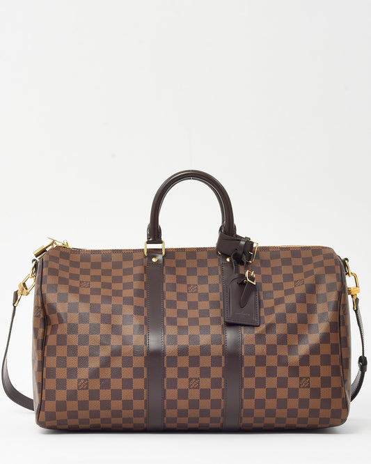 Louis Vuitton Damier Ebene Coated Canvas Keepall Bandoulière 45