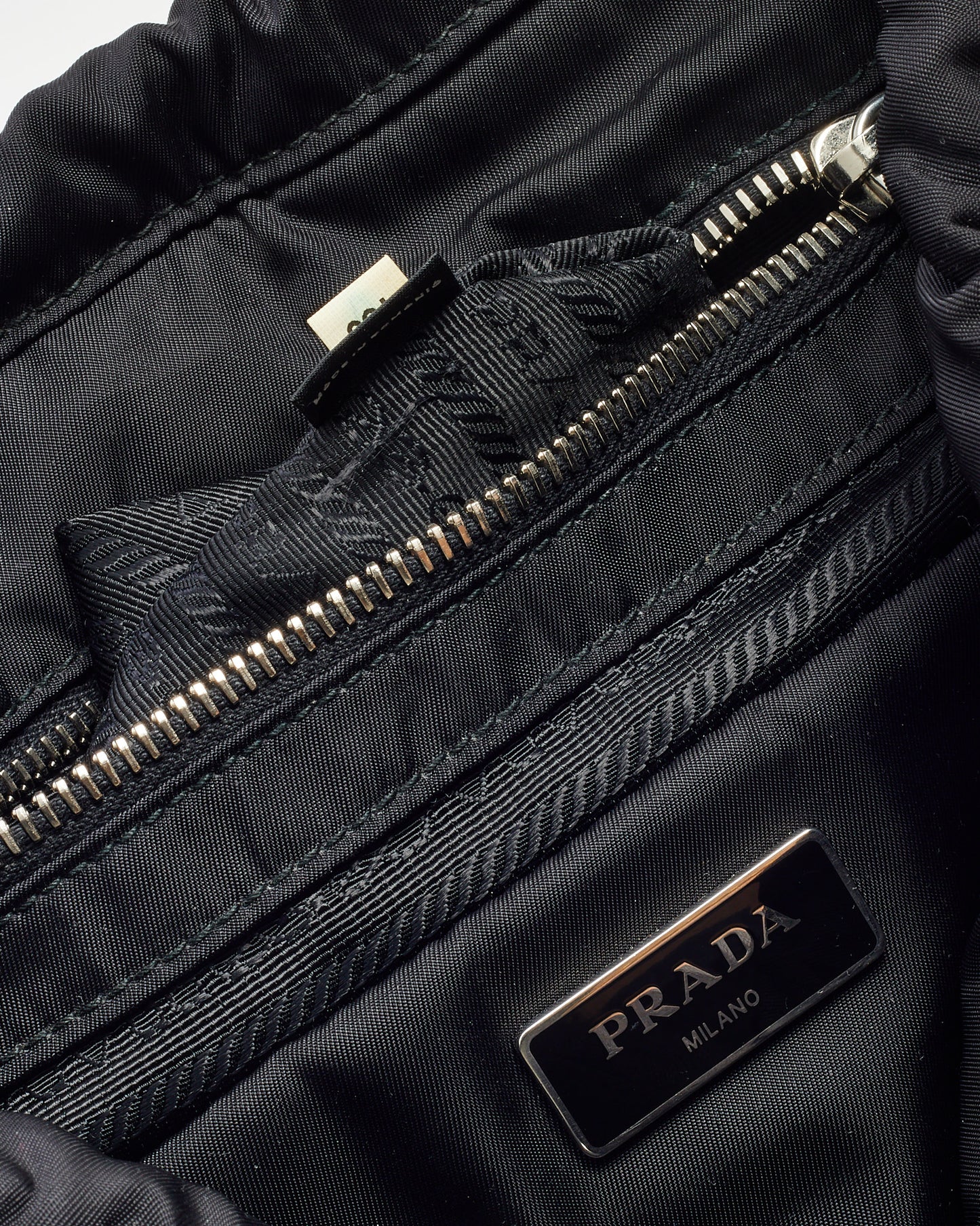 Prada Black Tessuto Nylon Logo Buckle 1BZ002 Backpack