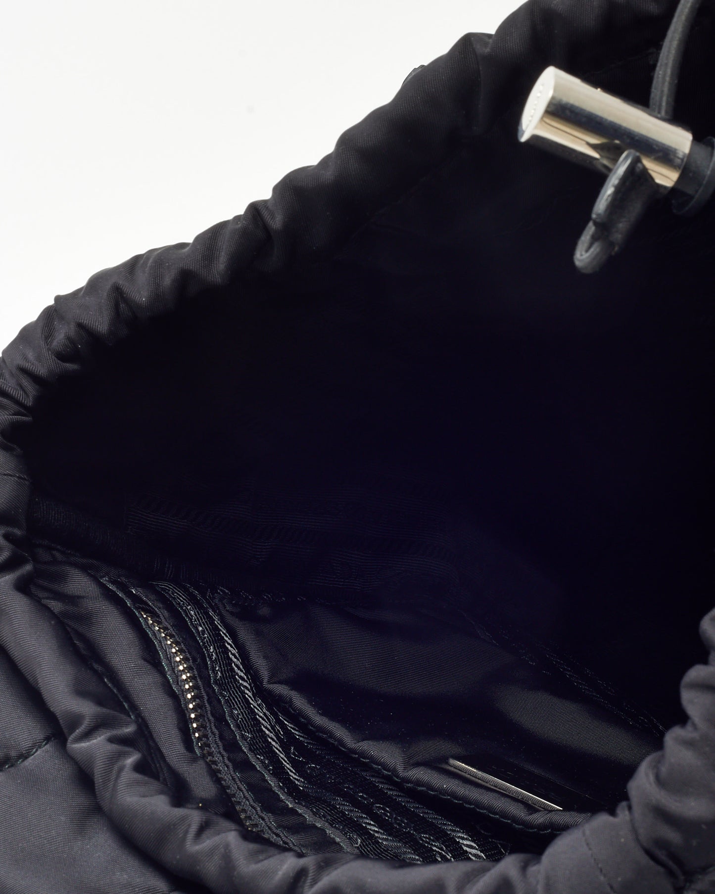 Prada Black Tessuto Nylon Logo Buckle 1BZ002 Backpack