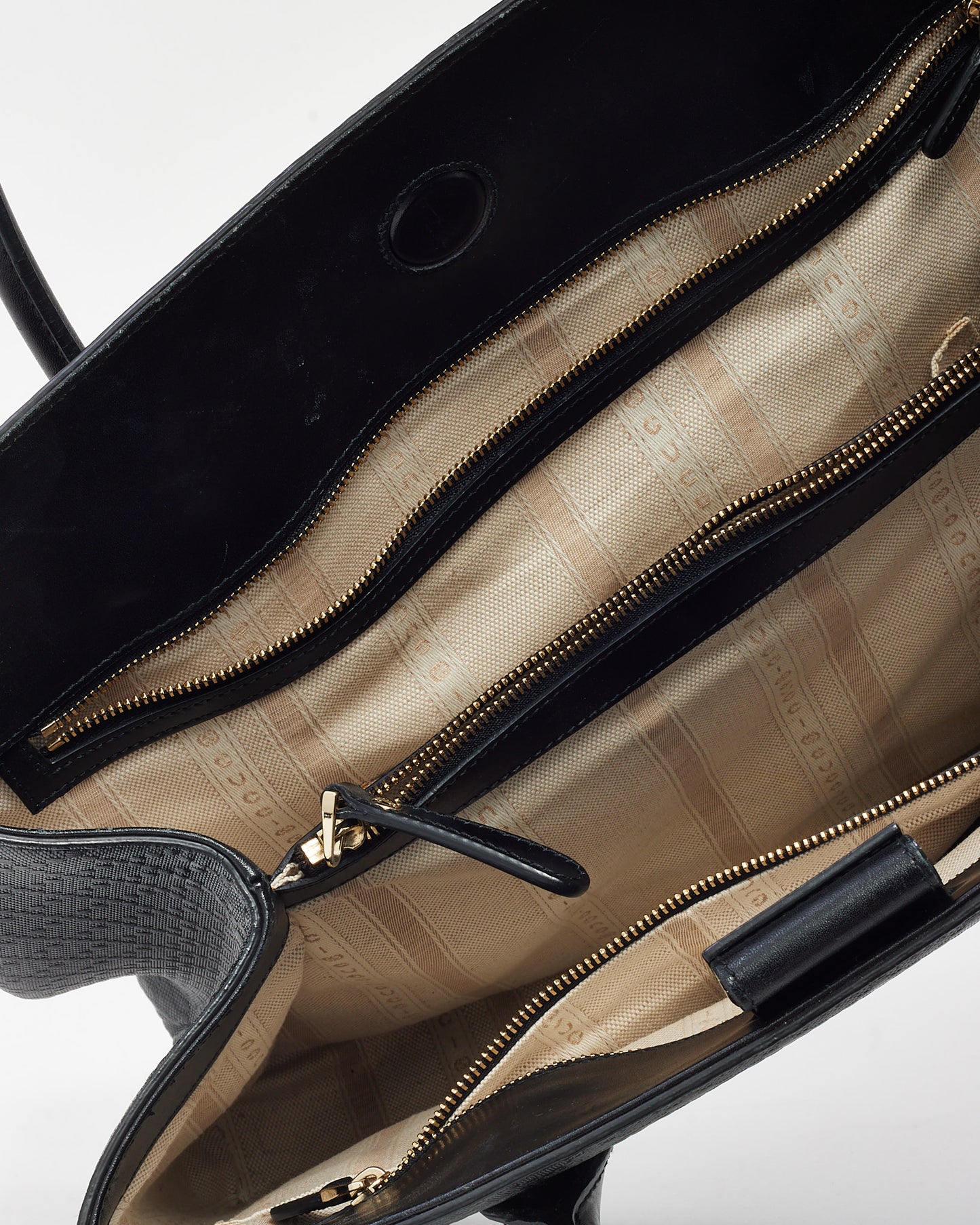 Gucci Black Diamante Leather Top Handle Tote Bag