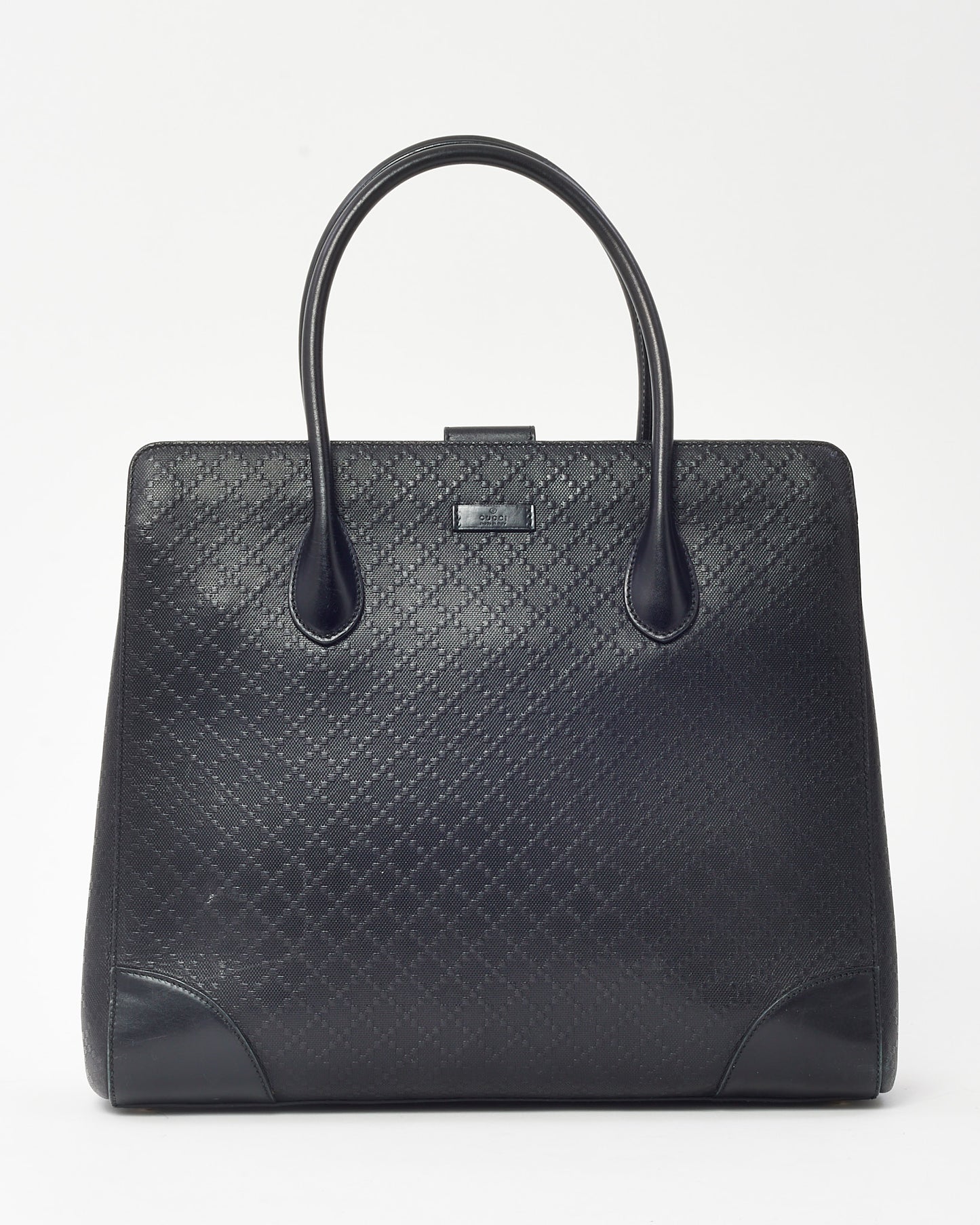 Gucci Black Diamante Leather Top Handle Tote Bag