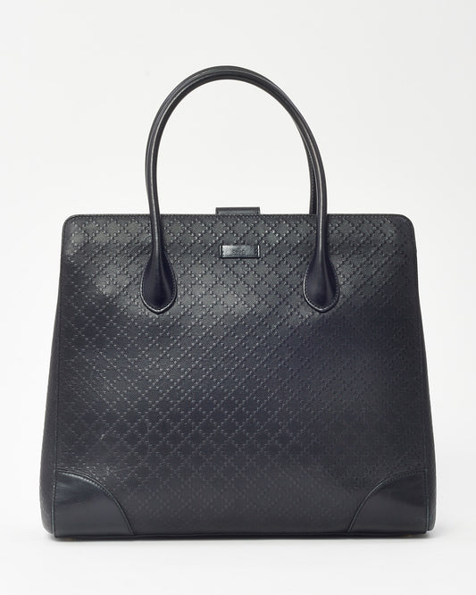Gucci Black Diamante Leather Top Handle Tote Bag