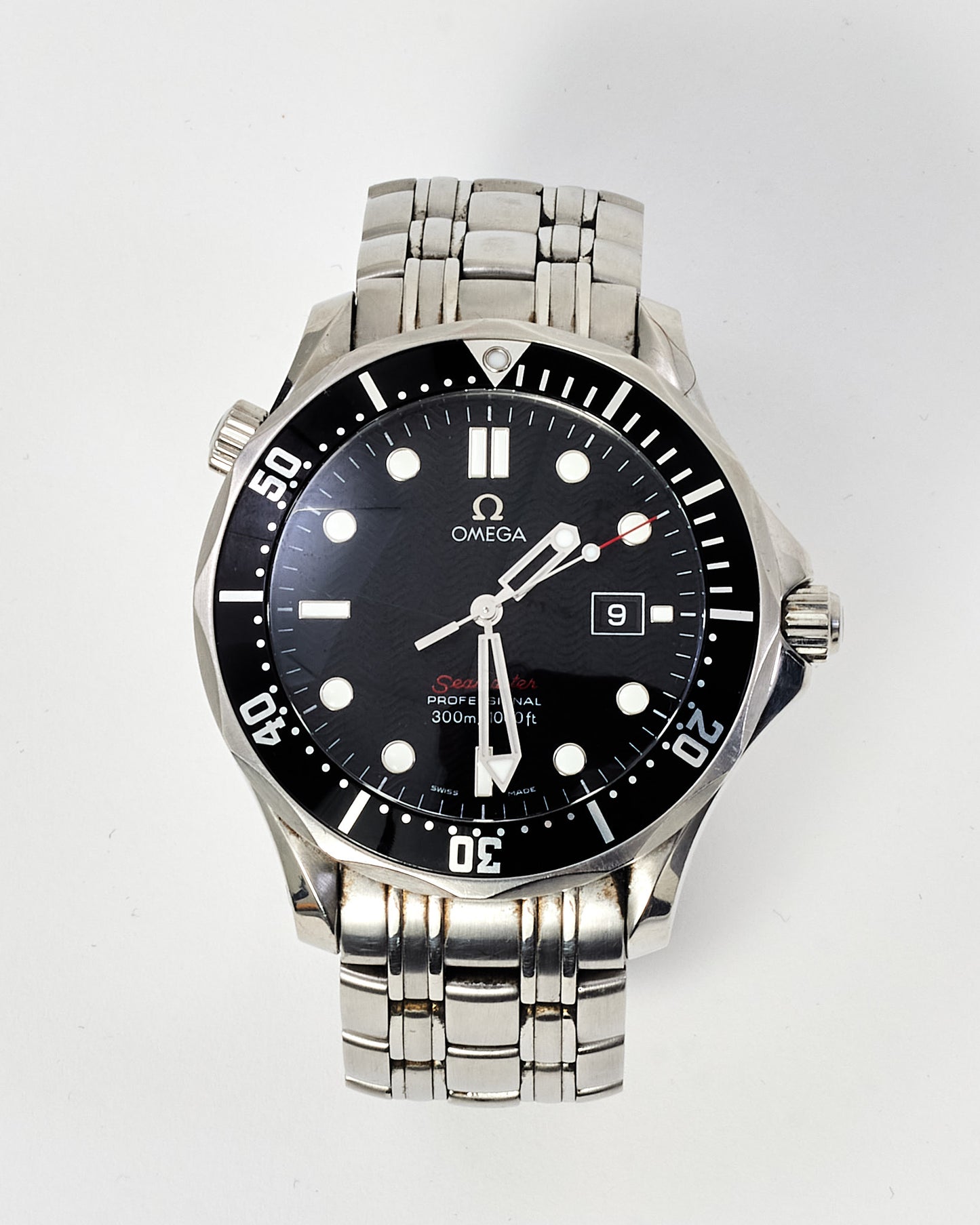 Omega Stainless Steel Black Face Seamaster 300m 41mm Watch