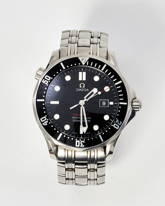 Omega Stainless Steel Black Face Seamaster 300m 41mm Watch