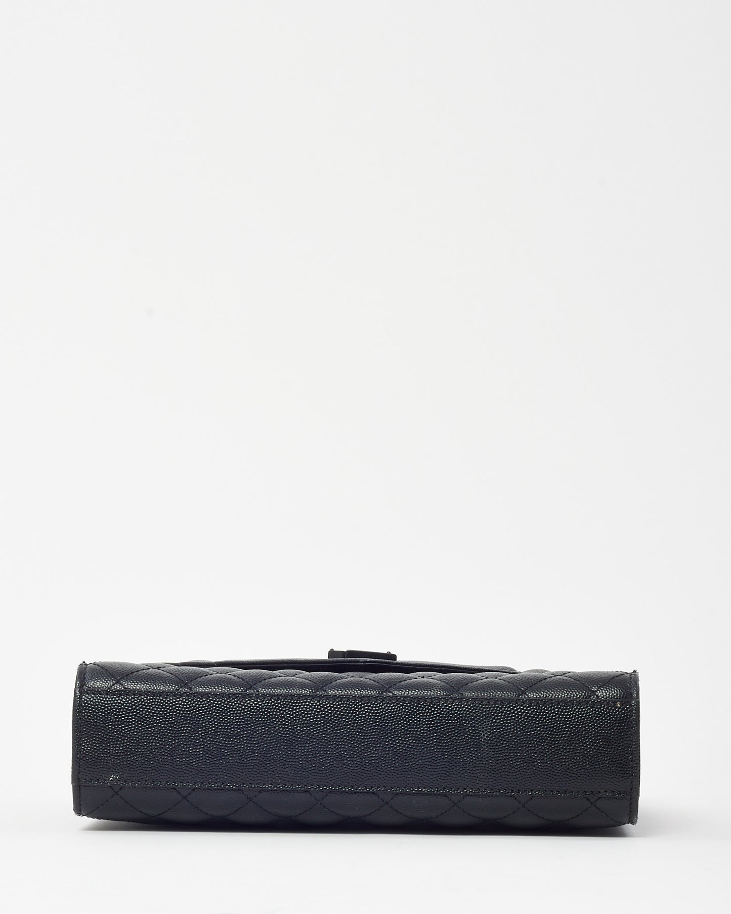 Saint Laurent Black Quilted Embossed Leather Medium Black YSL Logo Envelope Flap Bag