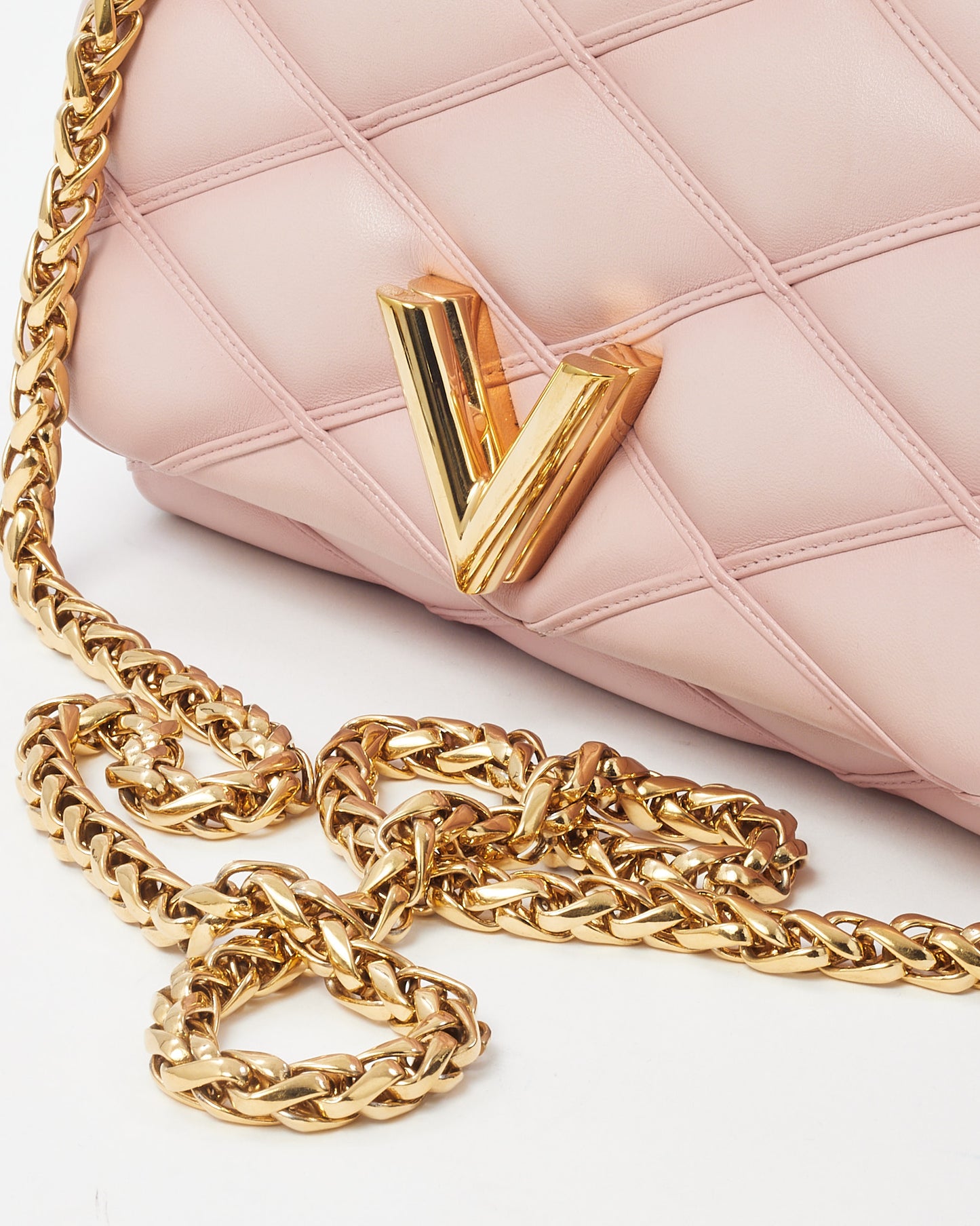 Louis Vuitton Rosabella Pink Lambskin Leather GO-14 MM Chain Shoulder Bag