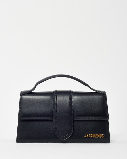 Jacquemus Black Leather Le Grand Bambino Bag with Strap