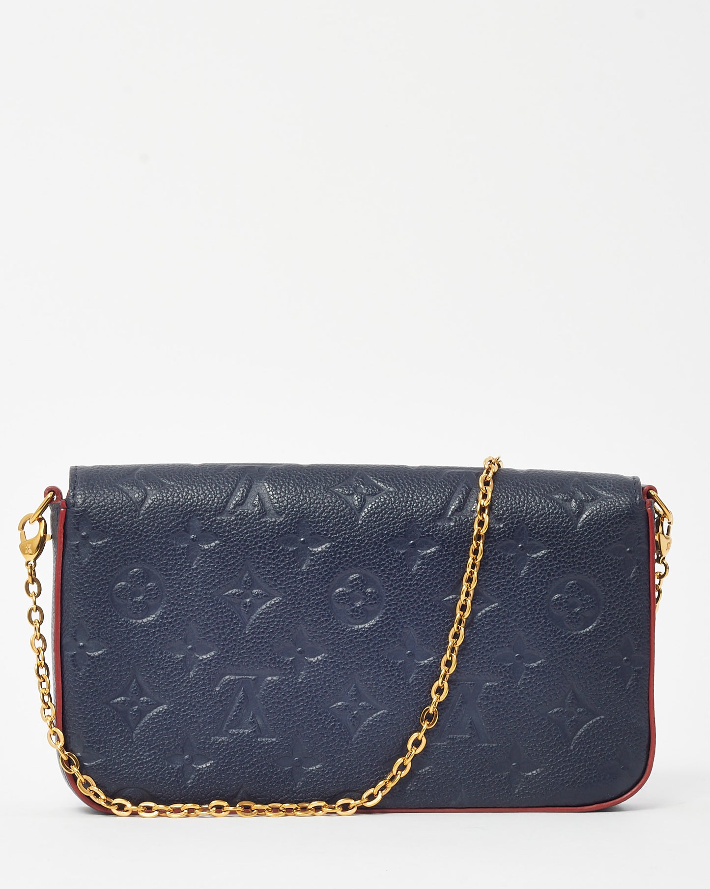 Louis Vuitton Navy Monogram Empreinte Leather with Red Trim Felicie Pochette Crossbody Bag