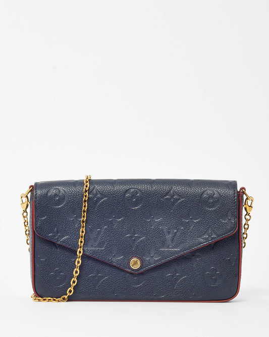 Louis Vuitton Navy Monogram Empreinte Leather with Red Trim Felicie Pochette Crossbody Bag