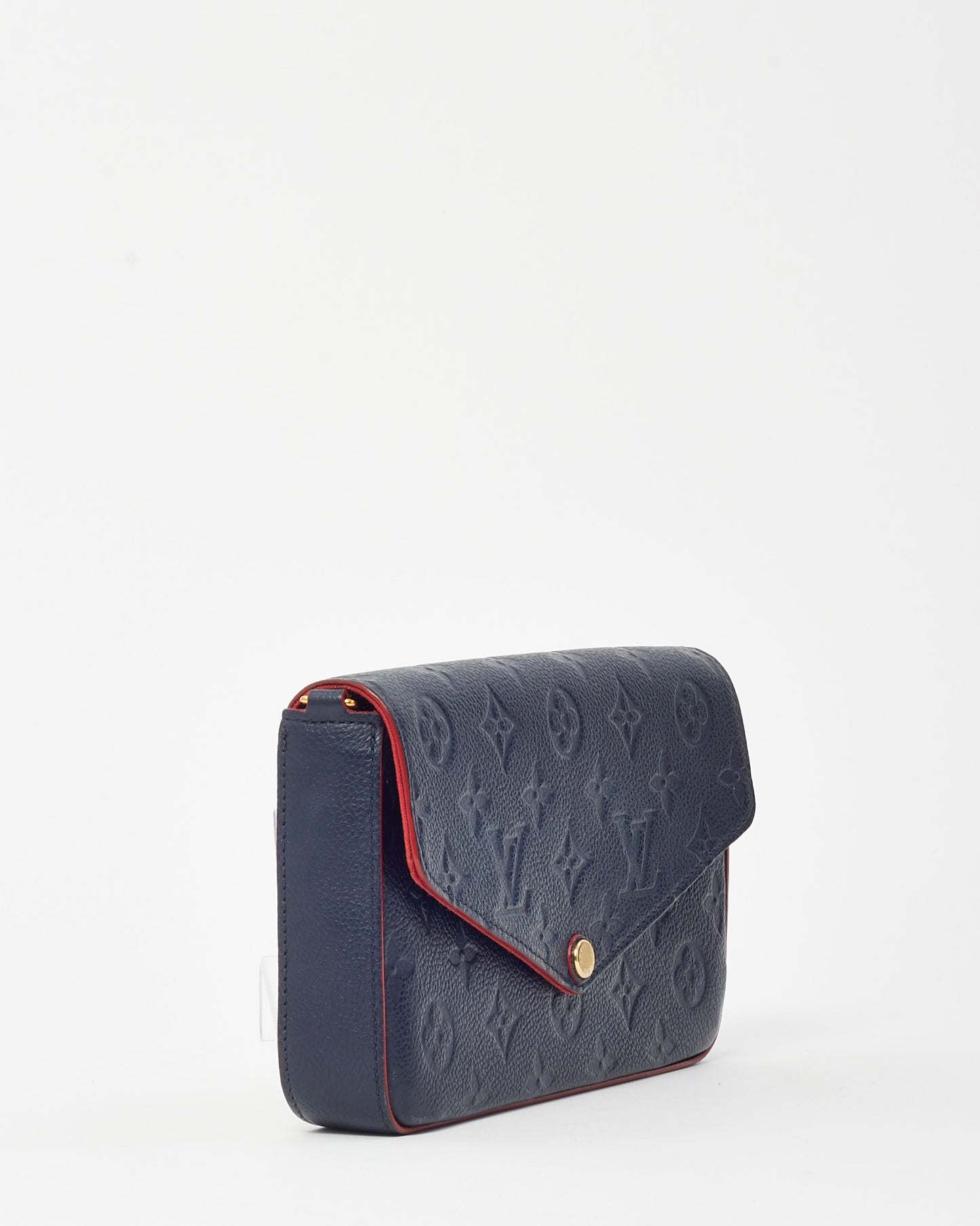 Louis Vuitton Navy Monogram Empreinte Leather with Red Trim Felicie Pochette Crossbody Bag